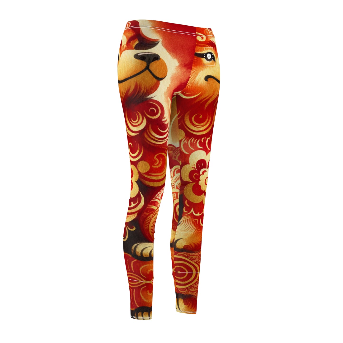 "Golden Canine Emissary on Crimson Tide: A Chinese New Year Odyssey" - Casual Leggings