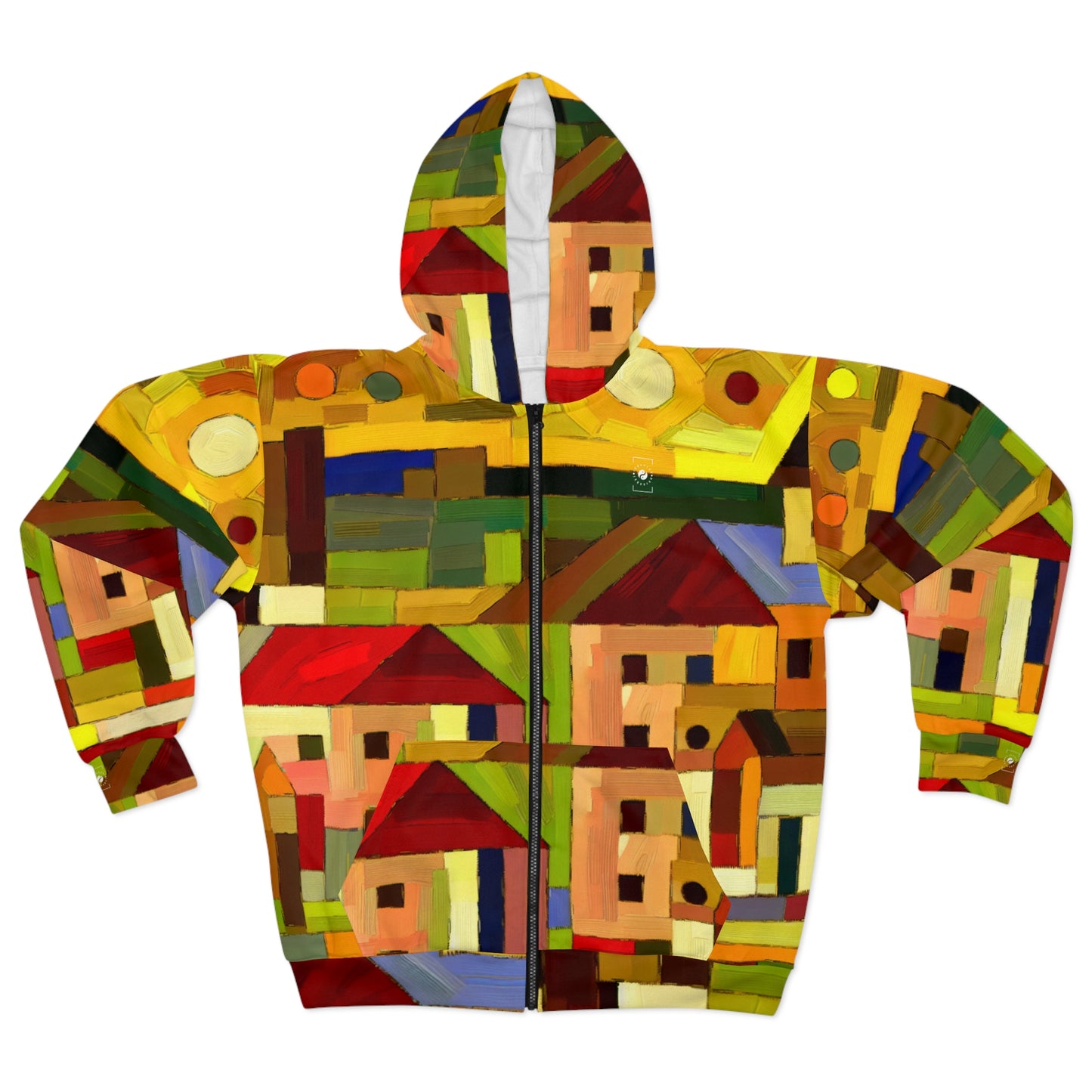 "Adobes de terre dans les teintes de Hundertwasser" - Sweat à capuche zippé