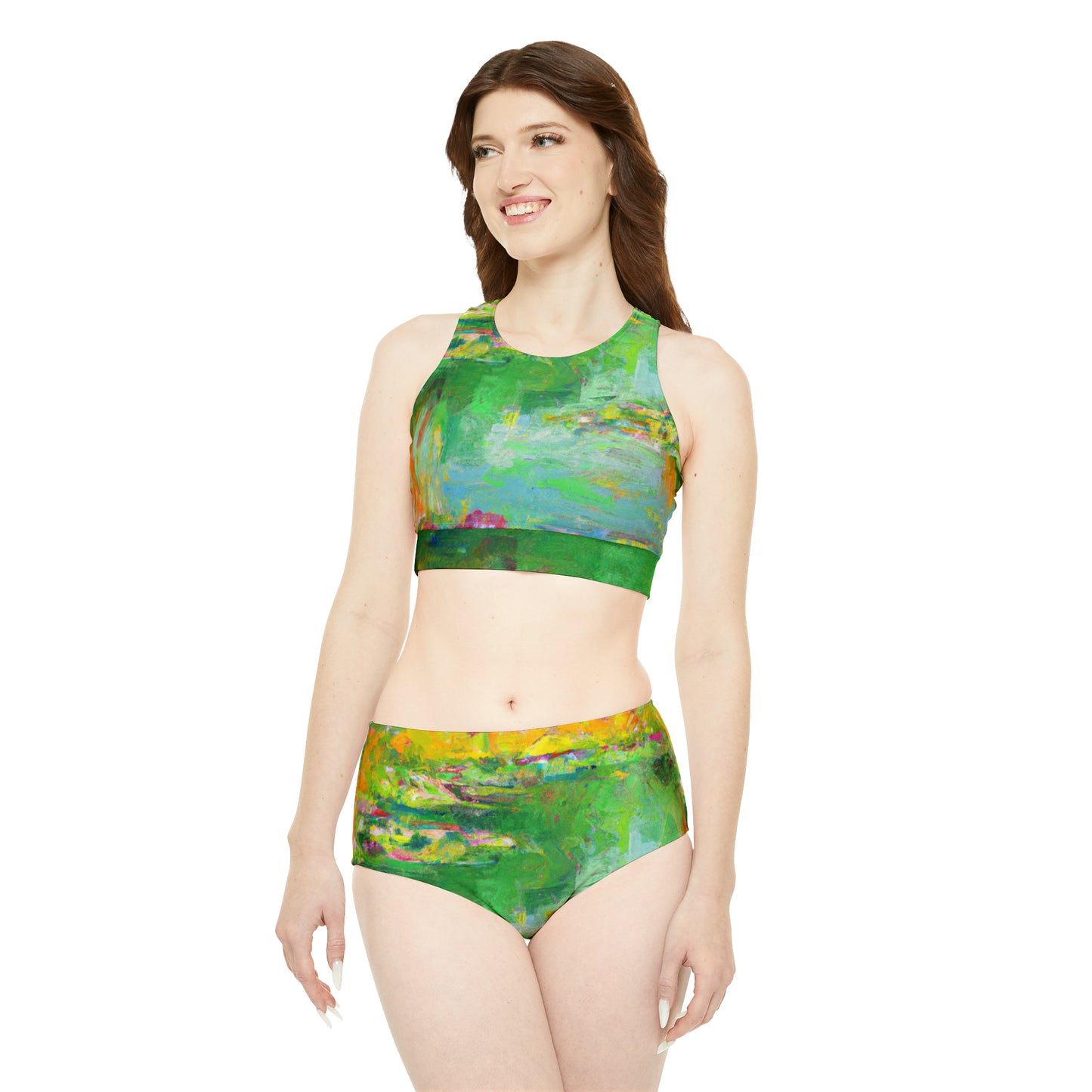 "Lily Aquarelle: Dusk Reflections" - Hot Yoga Bikini Set