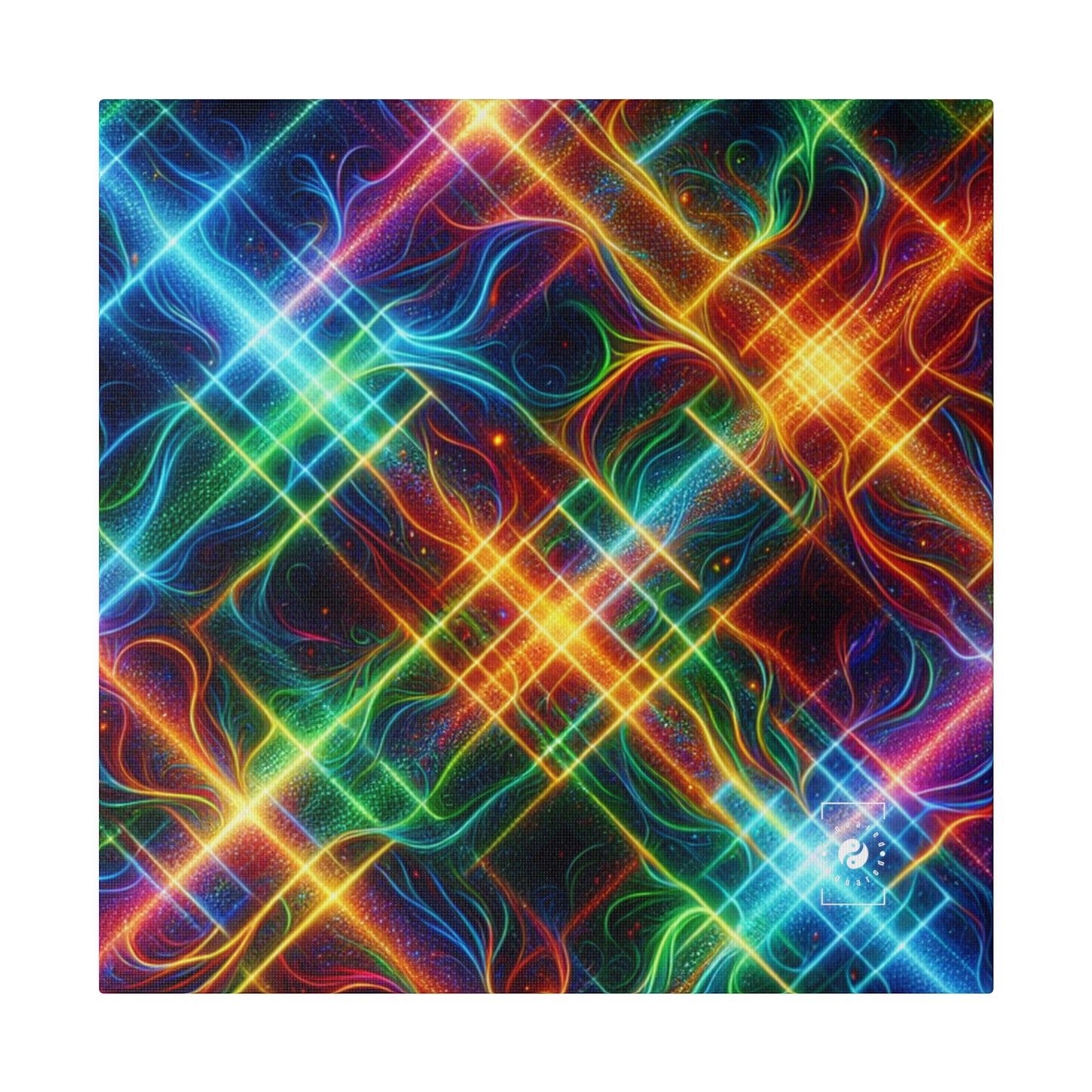 "Neon Plaid Luminosity Matrix" - Art Print Canvas