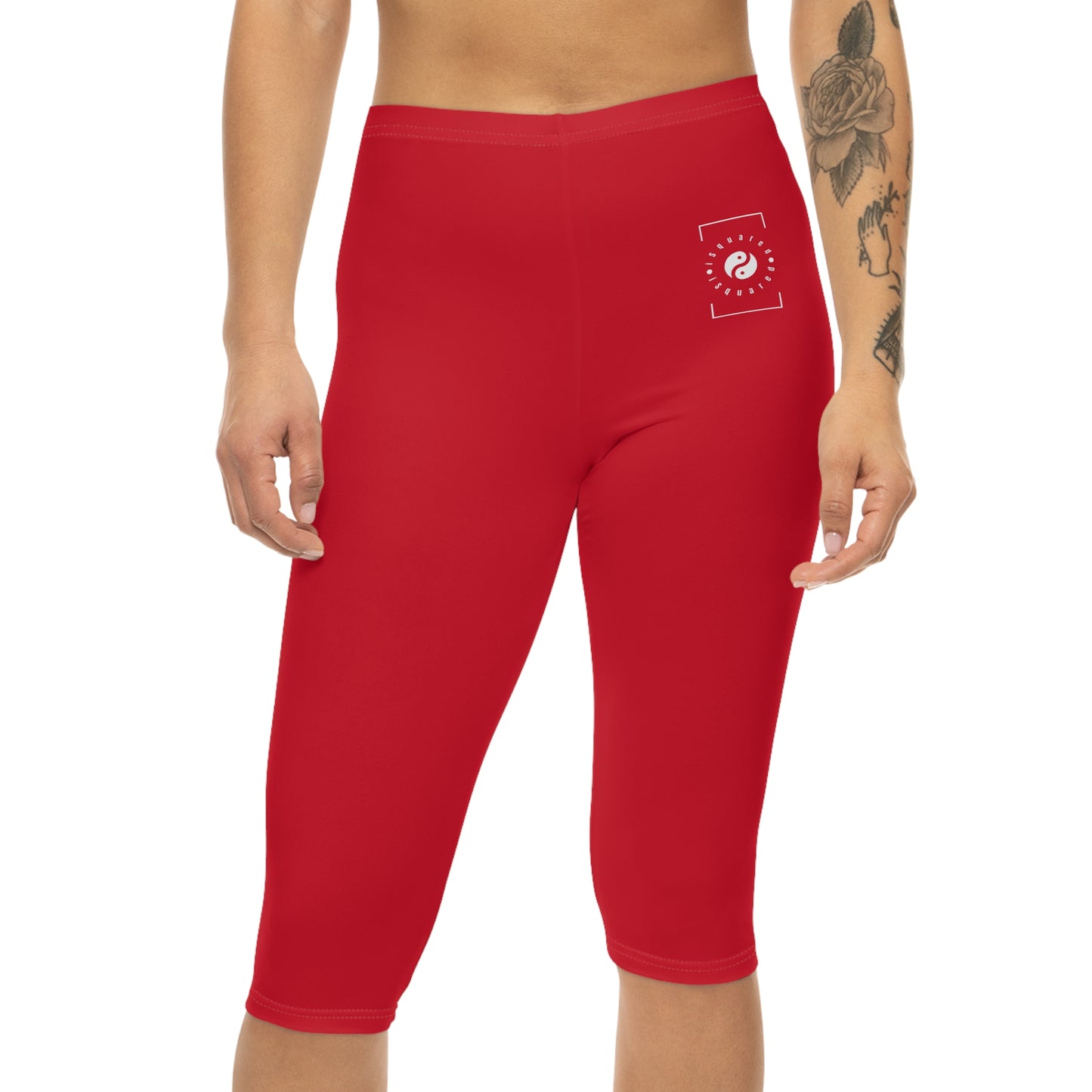 #D10927 Scarlet Red - Capri Shorts