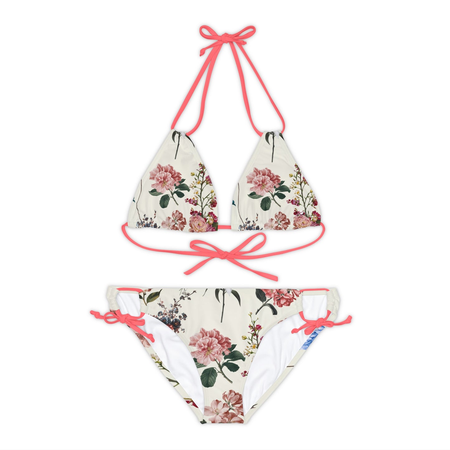 Botanicals on Beige - Lace-up Bikini Set