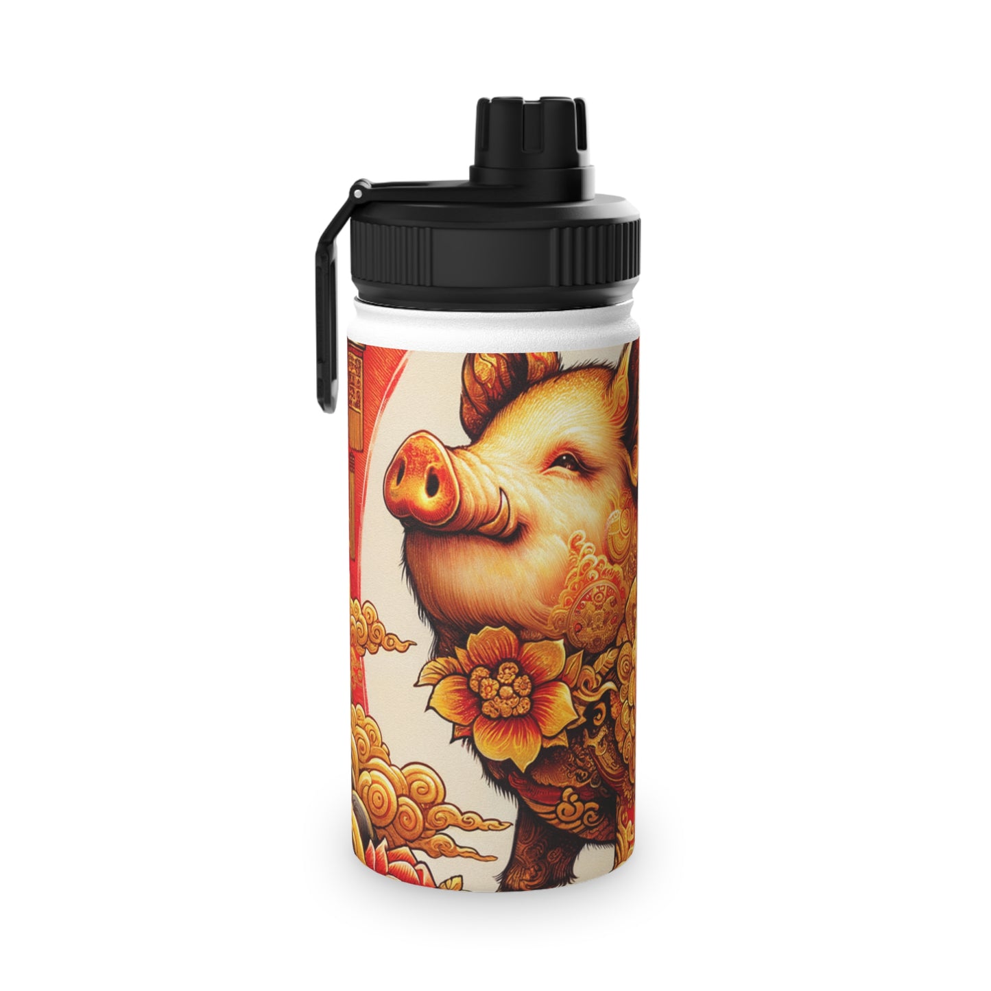 "Golden Prosperity: The Divine Swine Celebration" - Sports Water Bottle