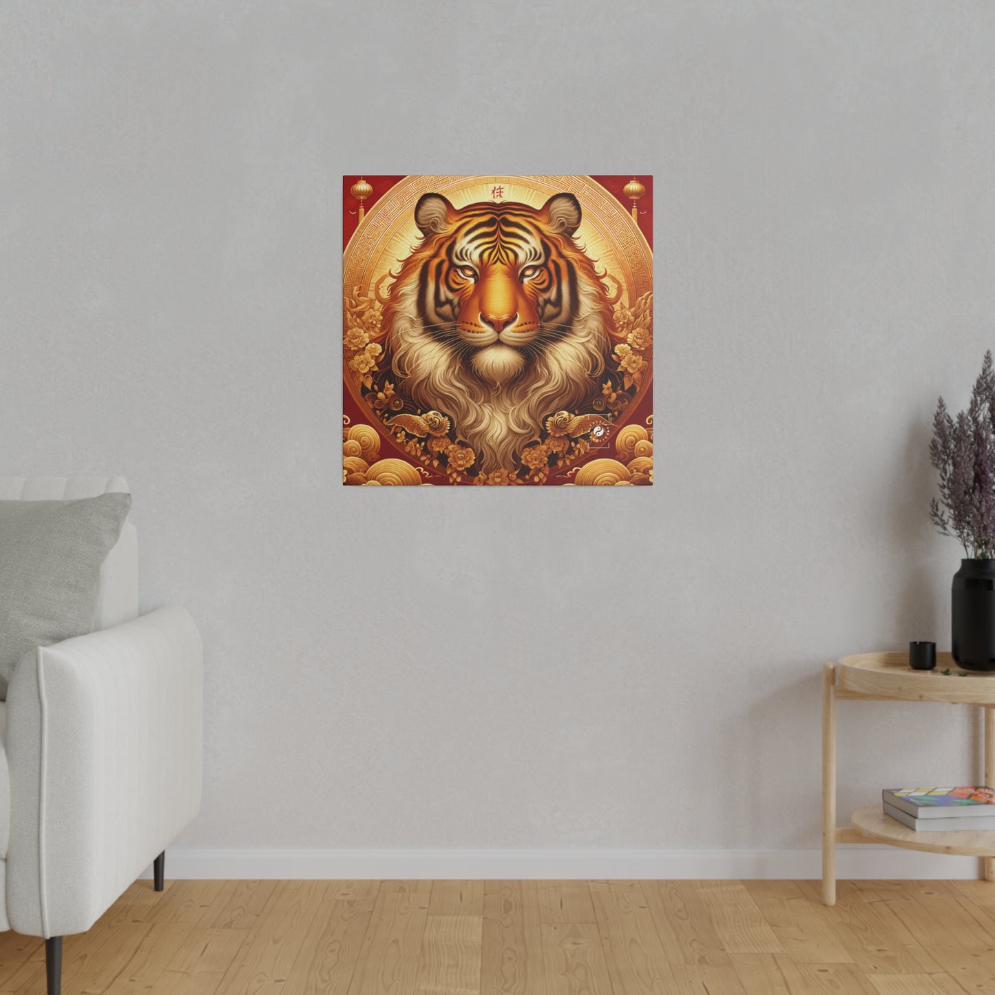 "Golden Majesty: Ascension of the Lunar Tiger" - Art Print Canvas