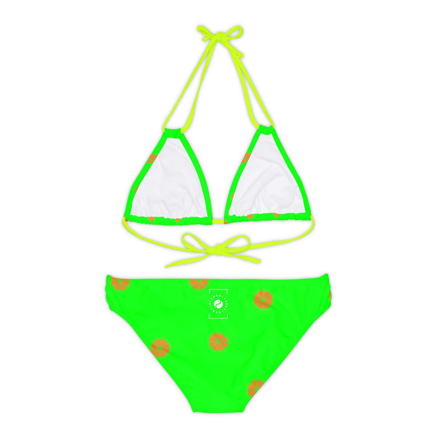 #05FD00 Lime Green + Mandarin - Lace-up Bikini Set