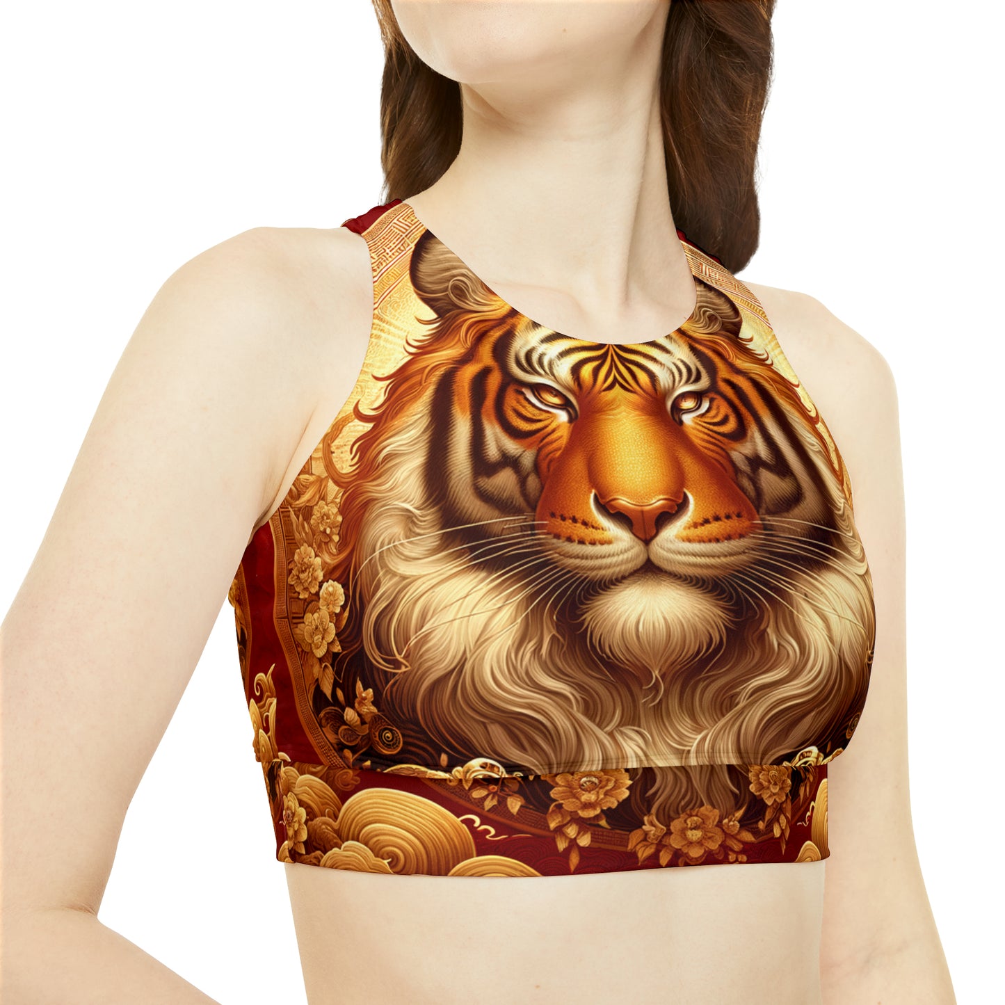 "Golden Majesty: Ascension of the Lunar Tiger" - Hot Yoga Bikini Set