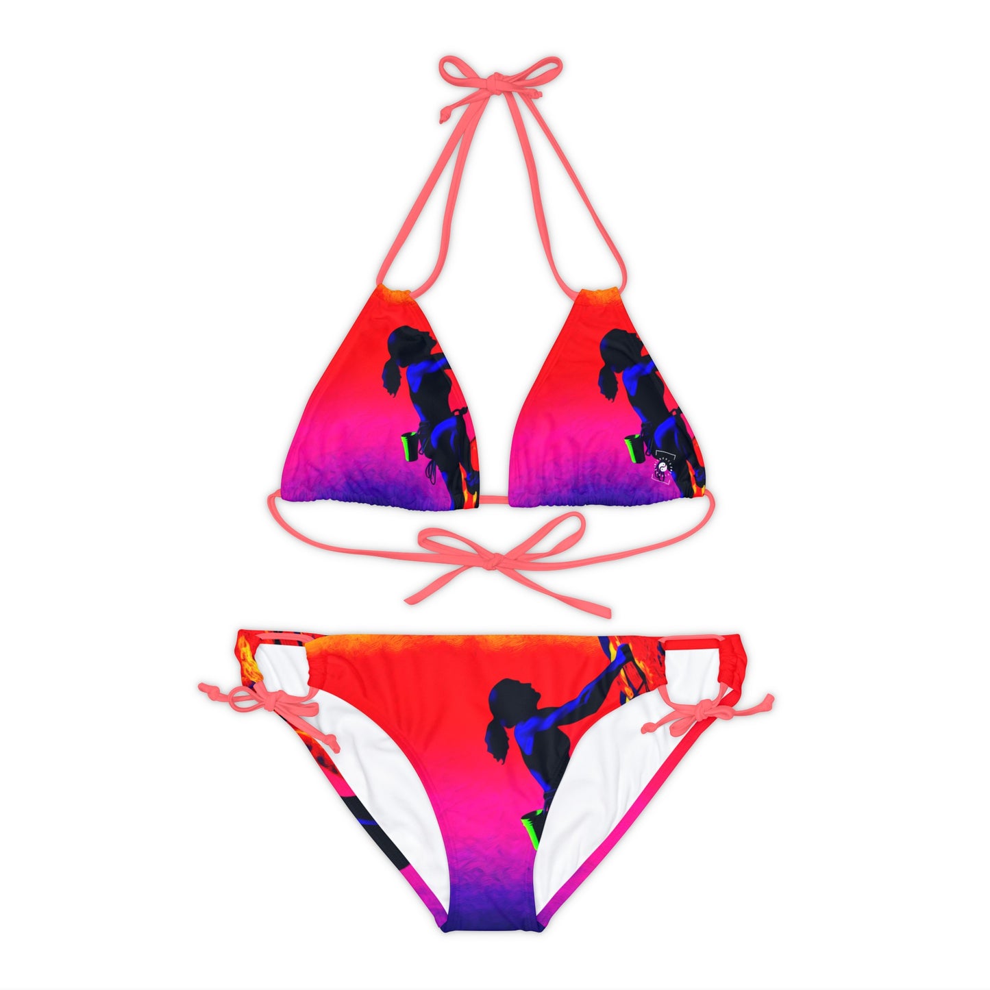 "Technicolour Ascent: The Digital Highline" - Lace-up Bikini Set