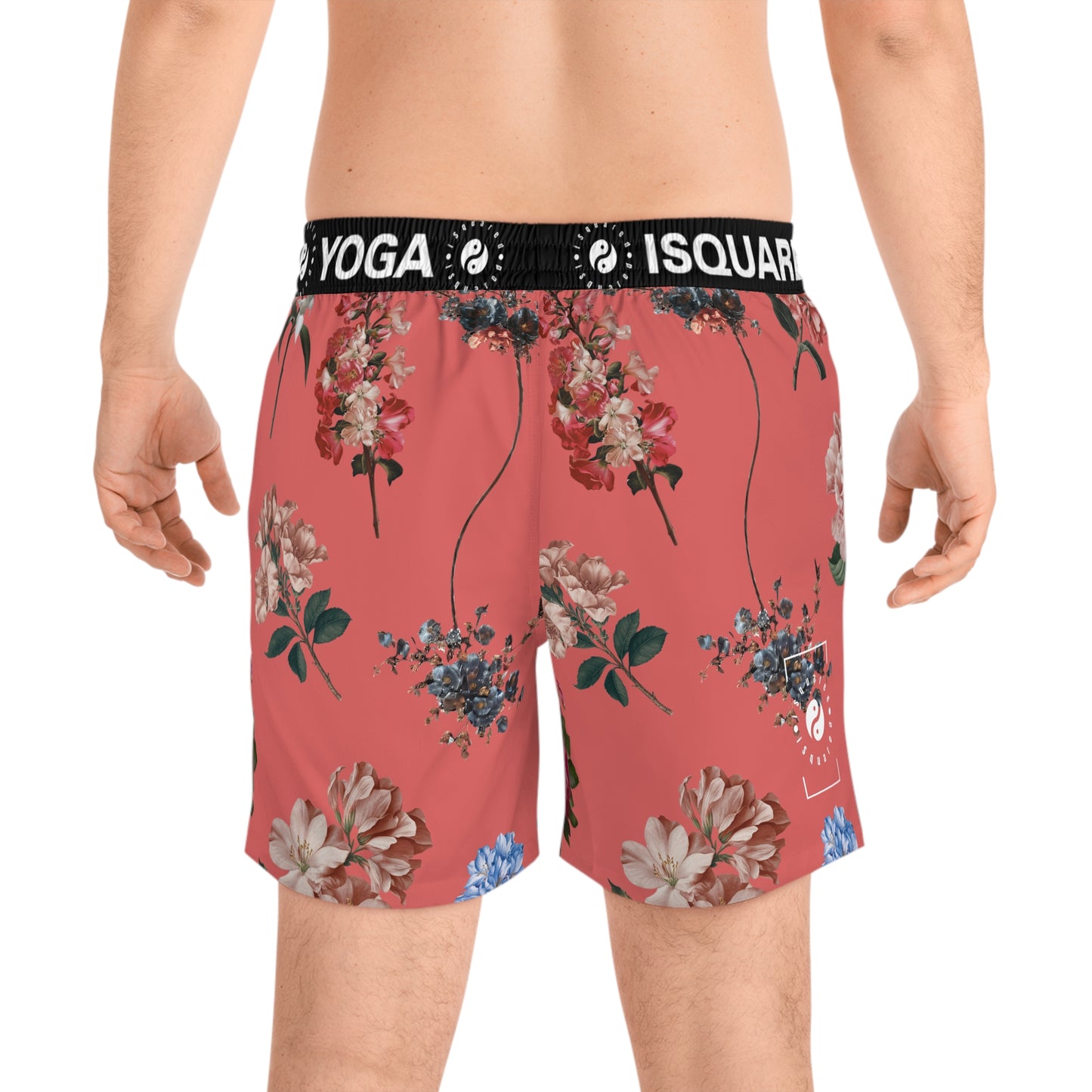 Botanicals on Coral - Swim Shorts (Mid-Length) for Men