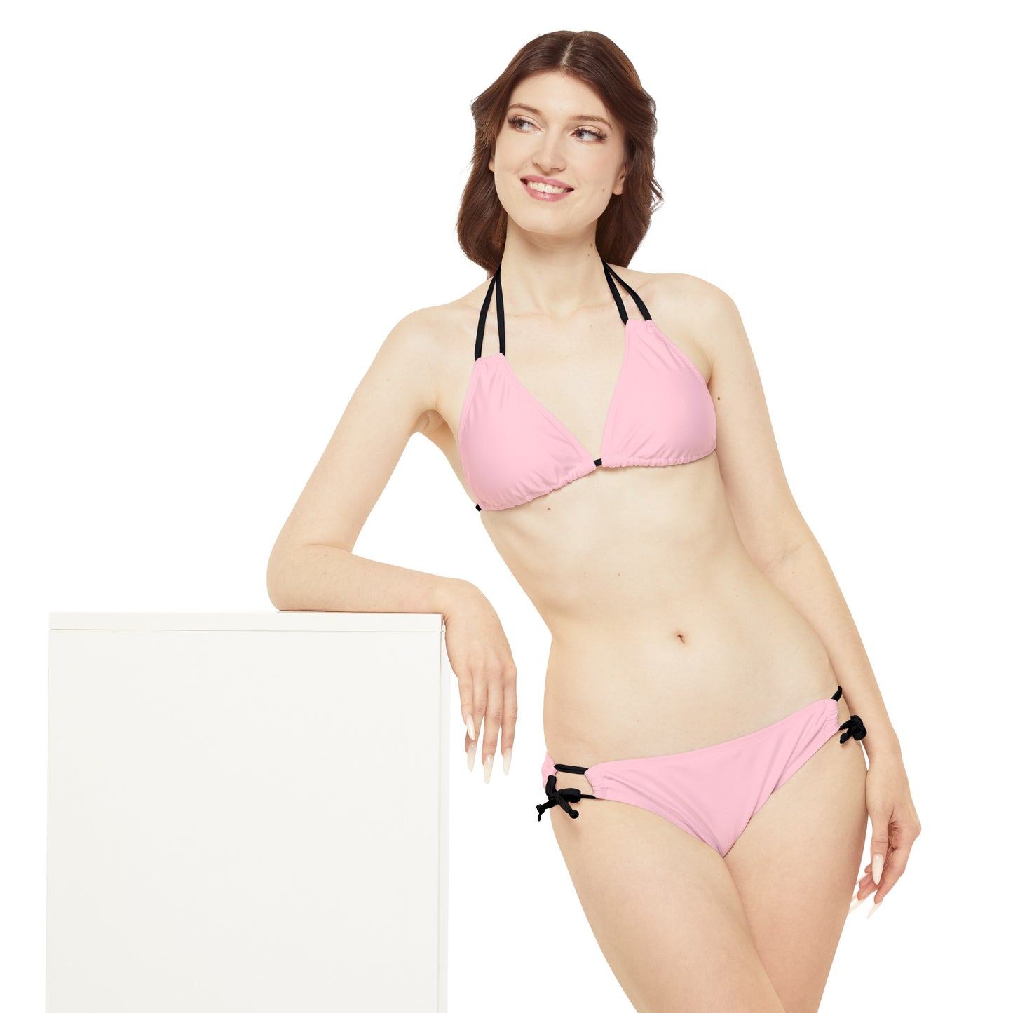 FFCCD4 Light Pink - Lace-up Bikini Set