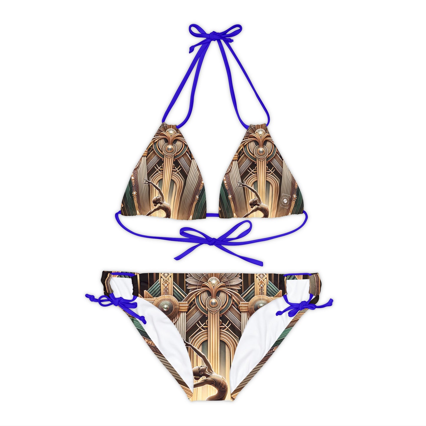 "Deco Serenity: A Fusion of Opulence and Zen" - Lace-up Bikini Set