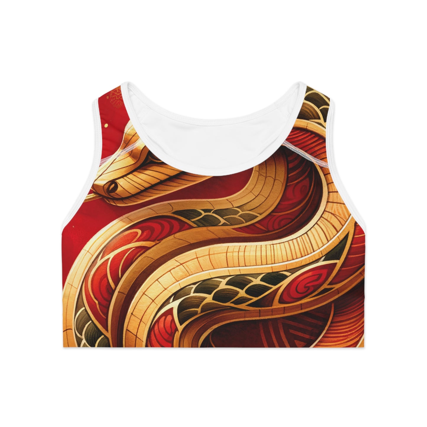 "Crimson Serenity: The Golden Snake" - High Performance Sports Bra