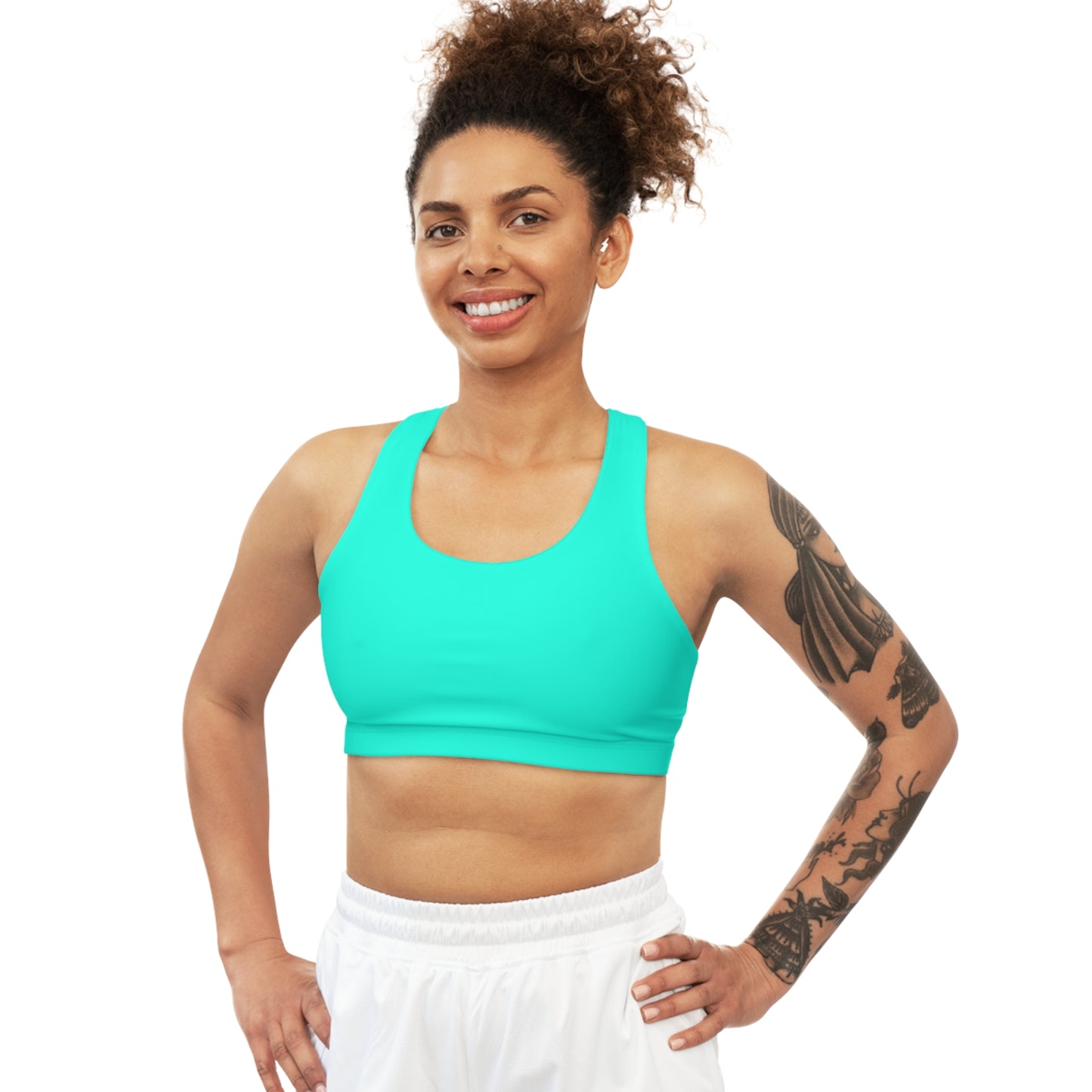 Neon Teal #11ffe3 - Seamless Sports Bra