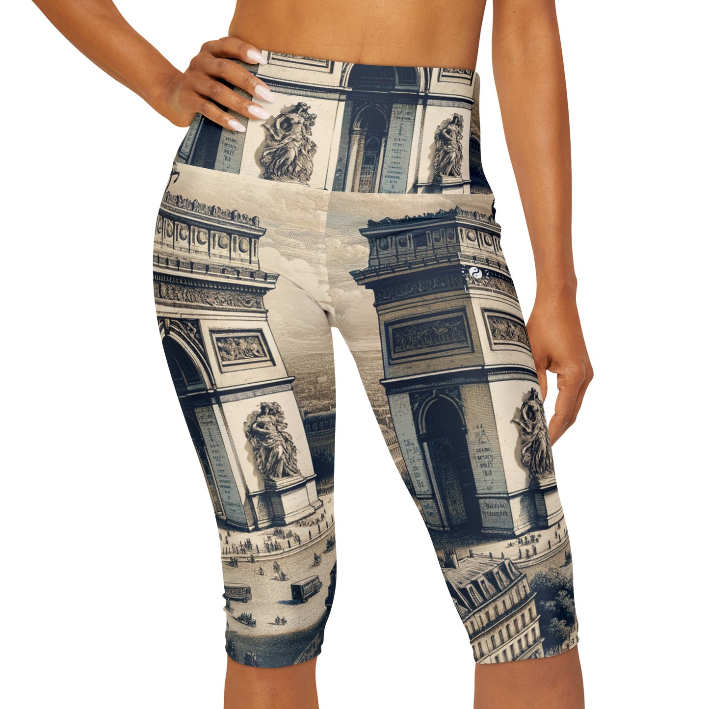 "Majesty of the Arc: A Napoleon Era Portrait" - High Waisted Capri Leggings