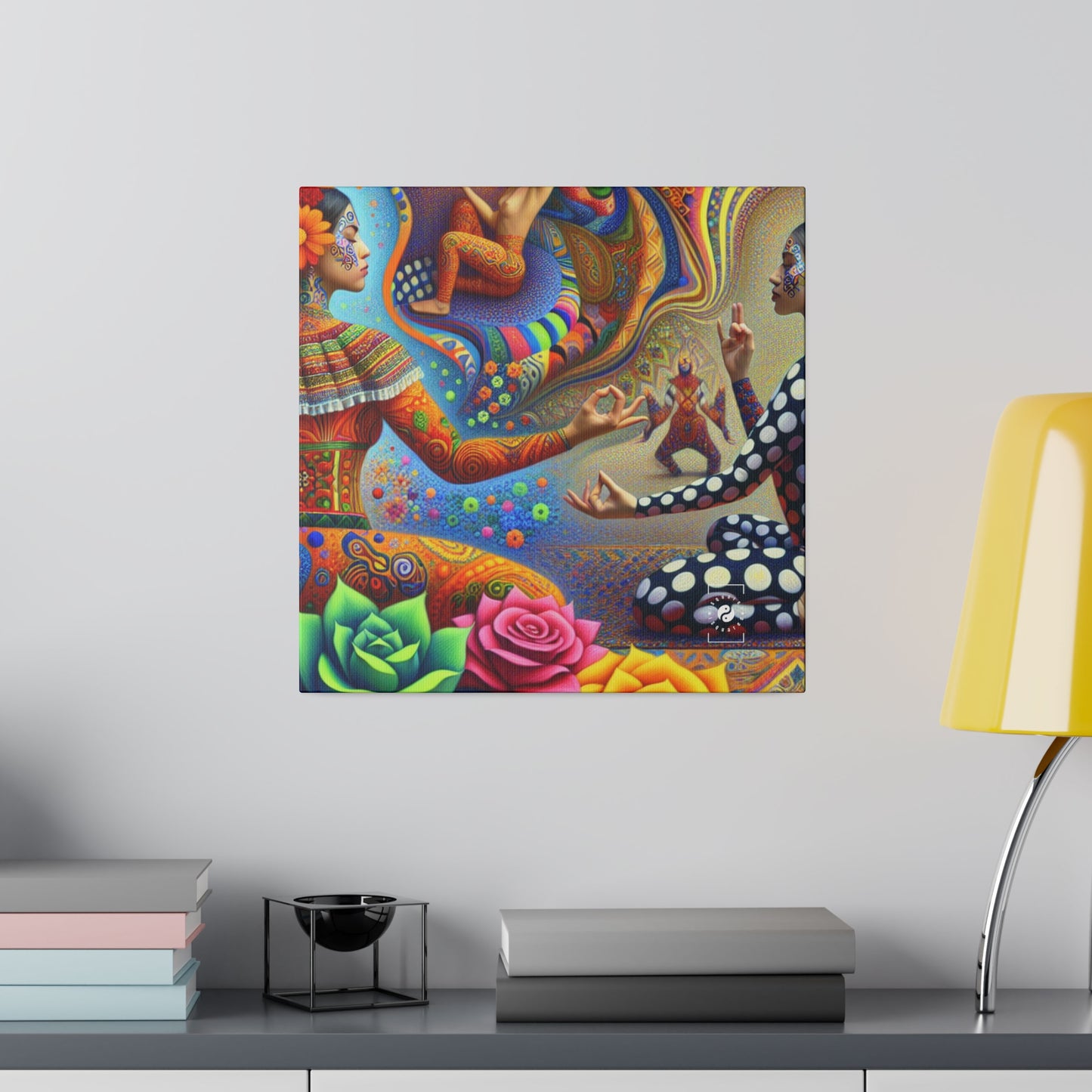 "Kahlo-Kusama Blossom Asanas: A Surreal Yoga Symphony" - Art Print Canvas