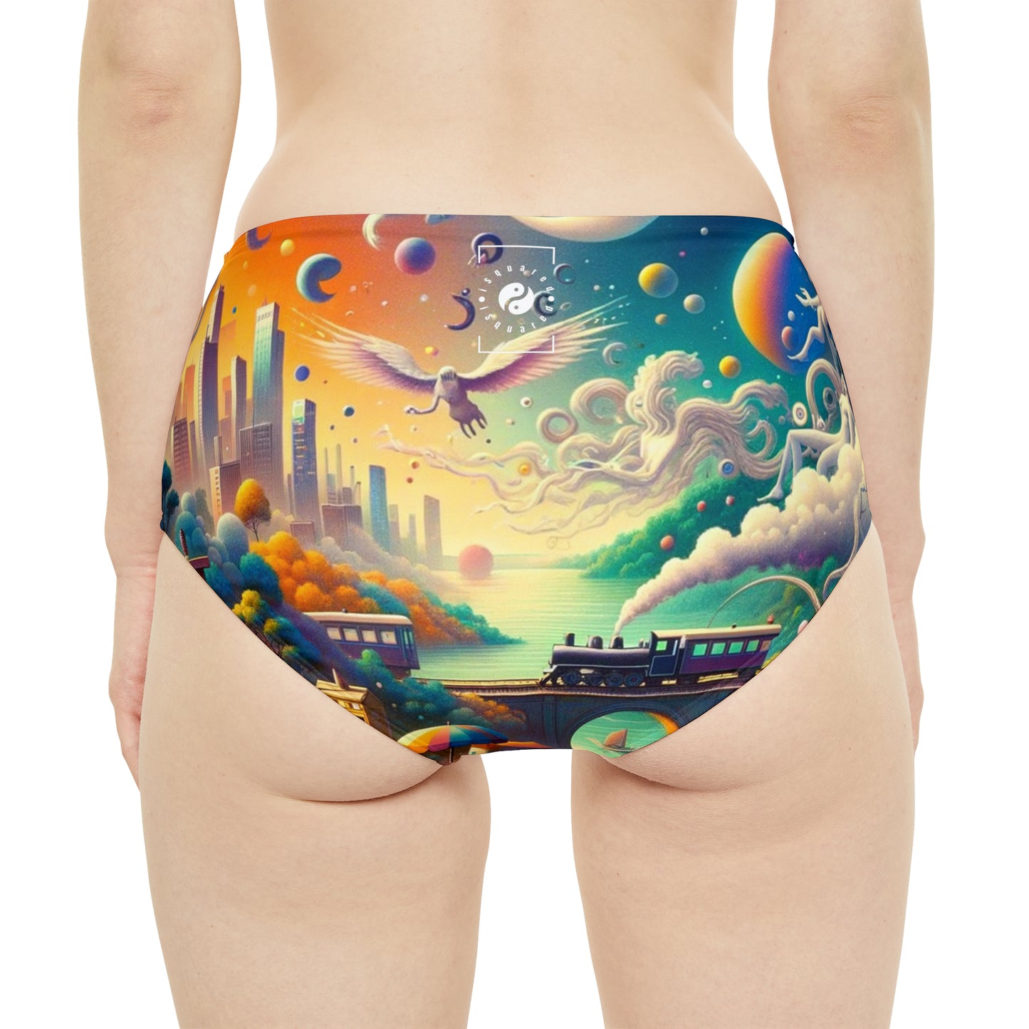 "Mirrors of Metaphor: A Murakami Odyssey" - High Waisted Bikini Bottom