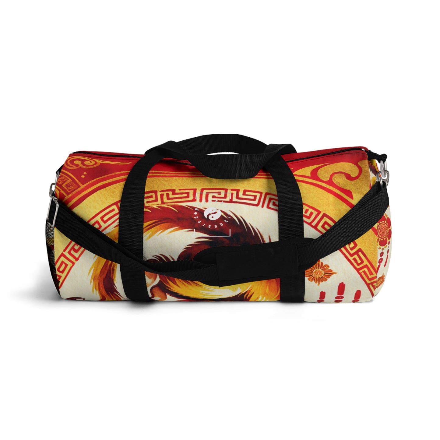 "Golden Simian Serenity in Scarlet Radiance" - Duffle Bag