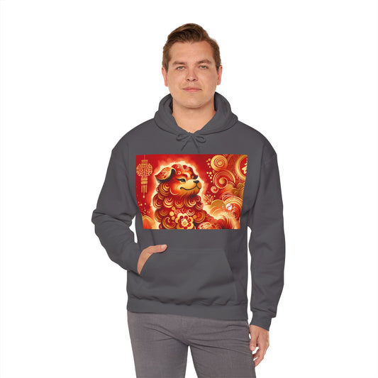 "Golden Canine Emissary on Crimson Tide: A Chinese New Year Odyssey" - Hoodie
