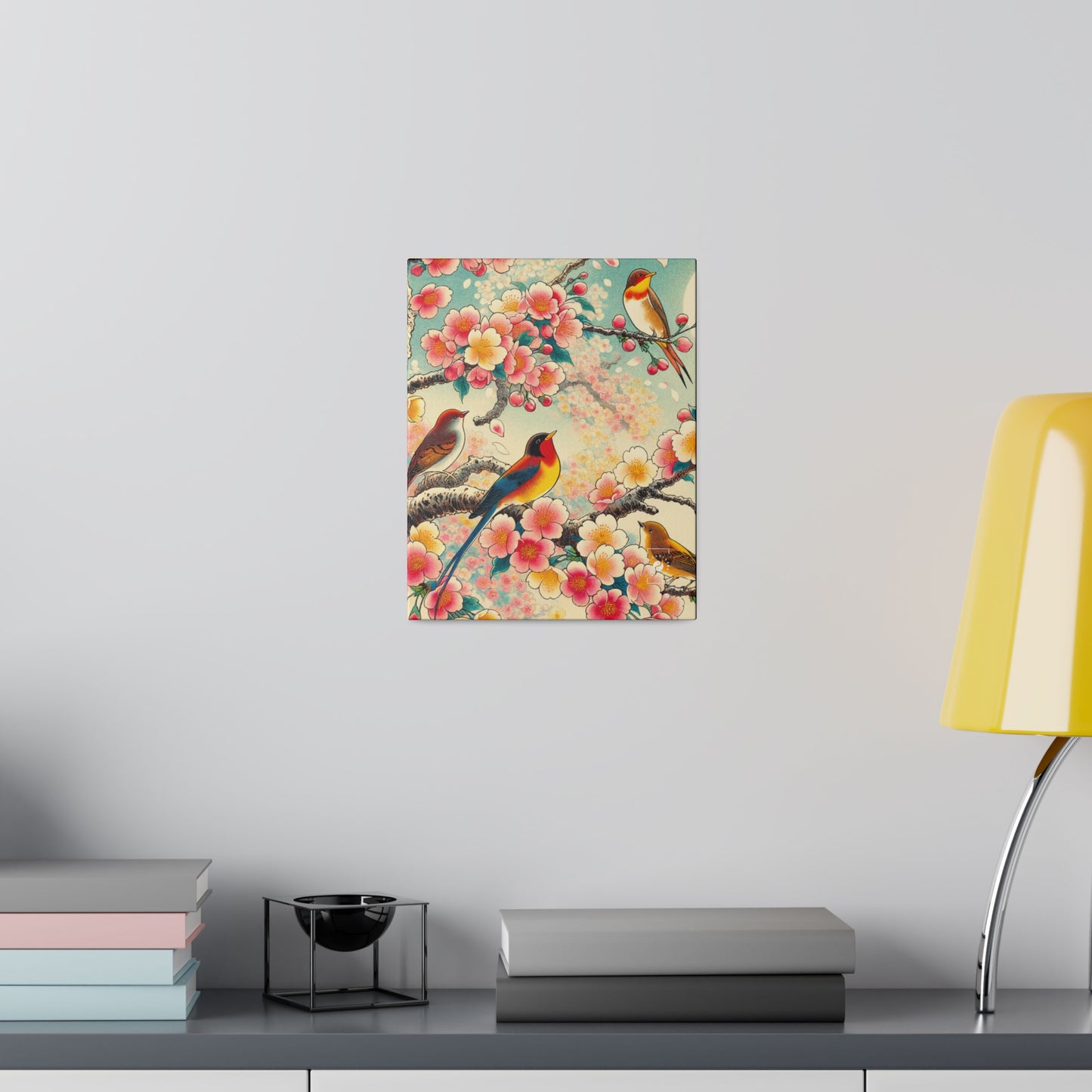 "Verdant Whispers: Sakura Chirping" - Art Print Canvas