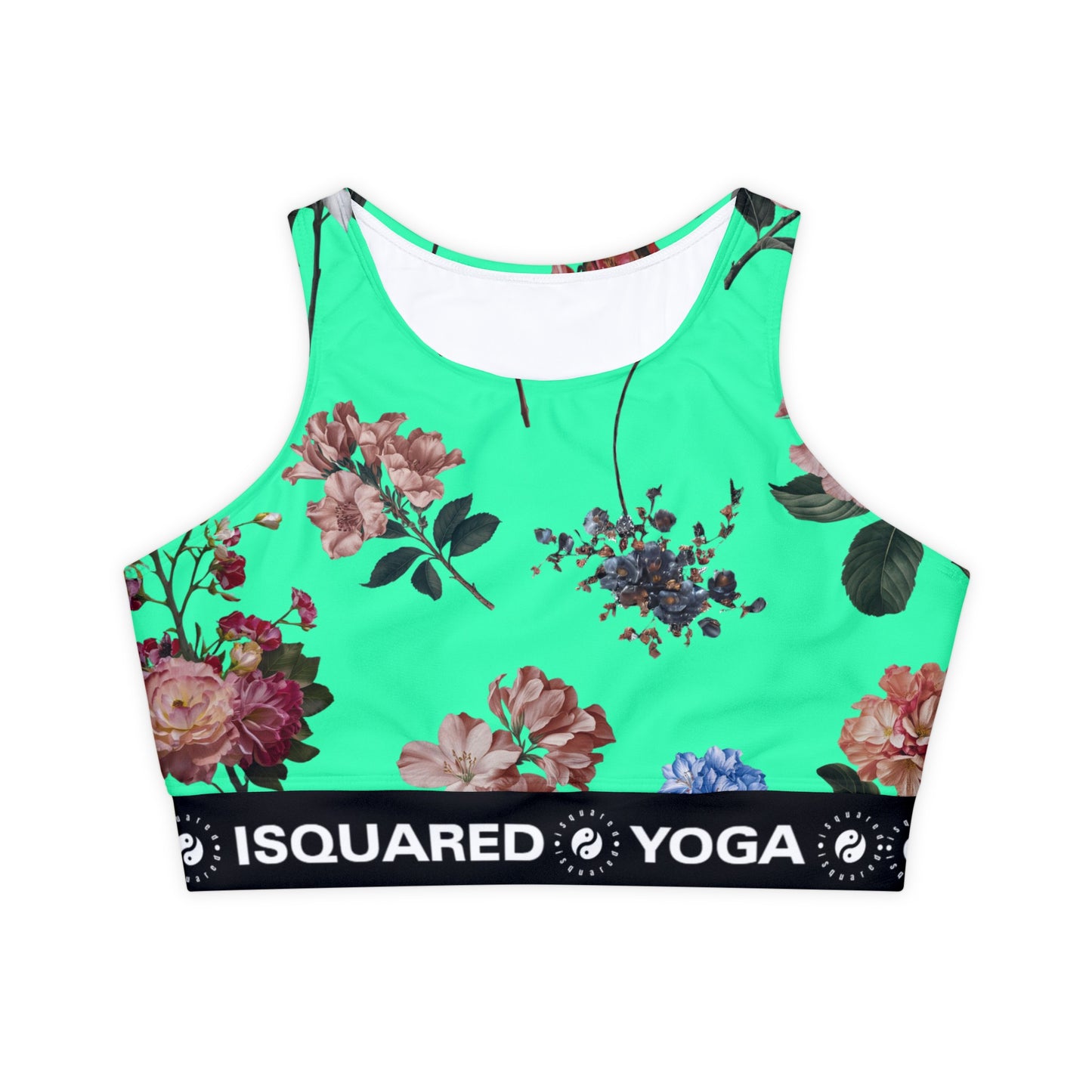 Botanicals on Turquoise - Lined & Padded Sports Bra