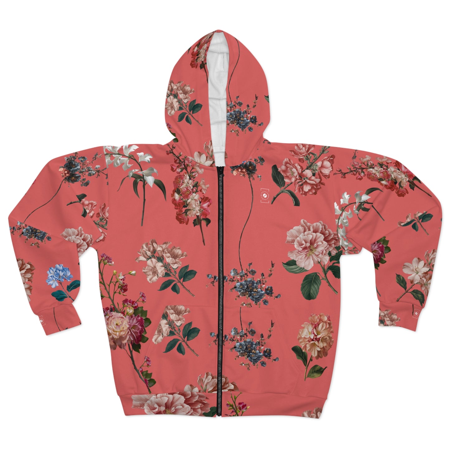 Botanicals on Coral - Zip Hoodie