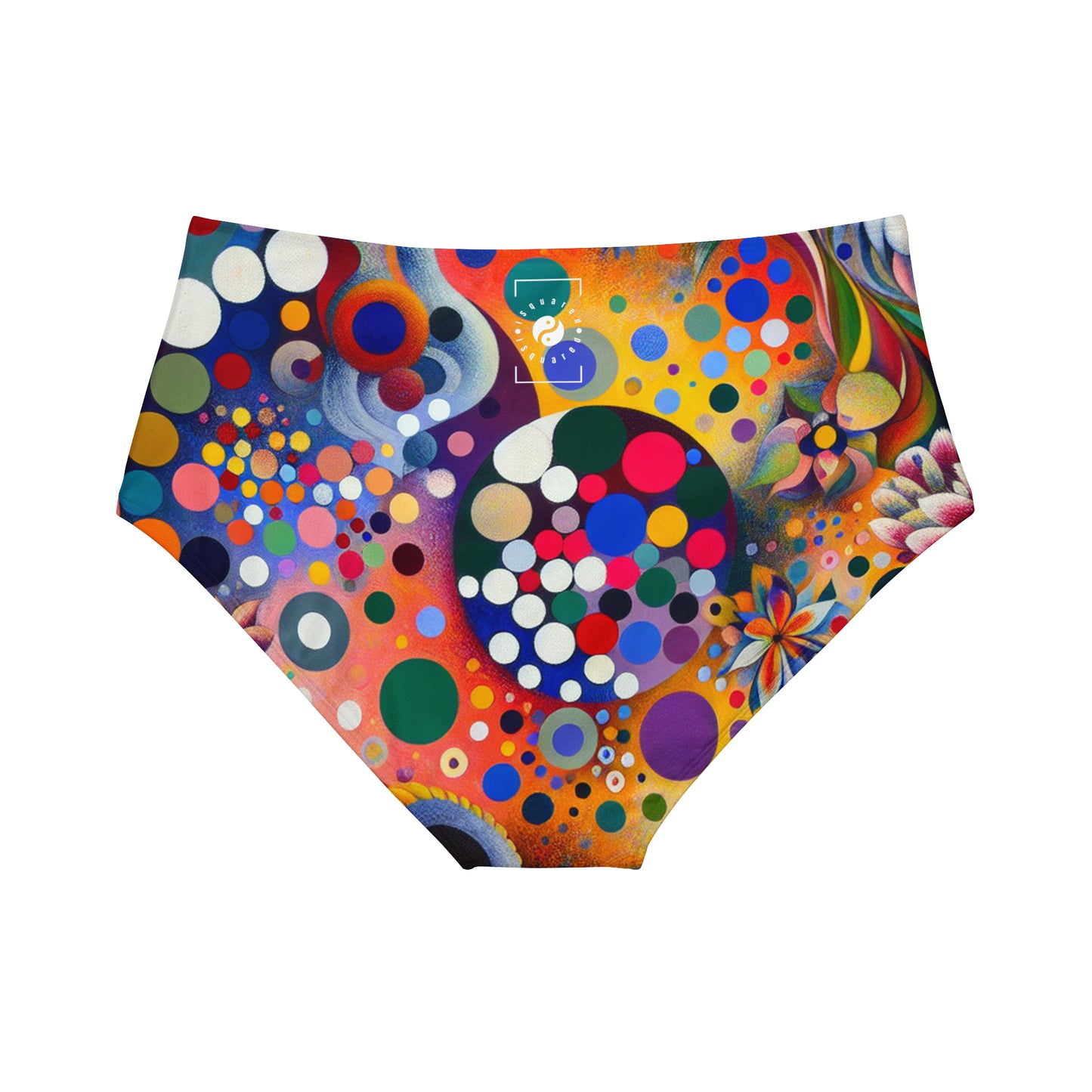 "Polka Petals in Yogic Surrealism: An Artistic Salute to Kusama and Kahlo" - High Waisted Bikini Bottom