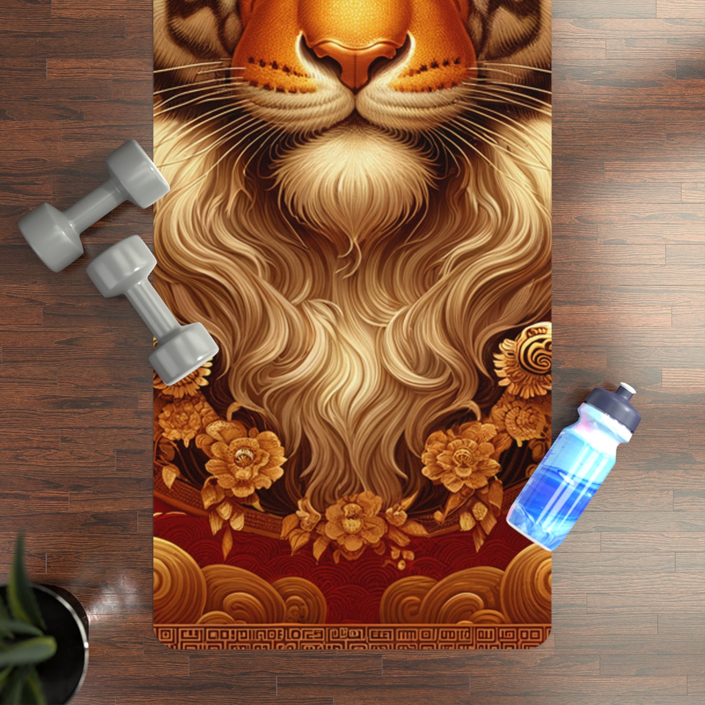 "Golden Majesty: Ascension of the Lunar Tiger" - Yoga Mat