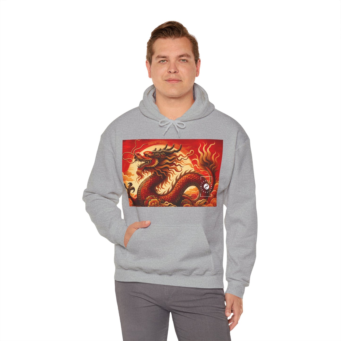 "Golden Dragon Dance in the Crimson Twilight" - Hoodie