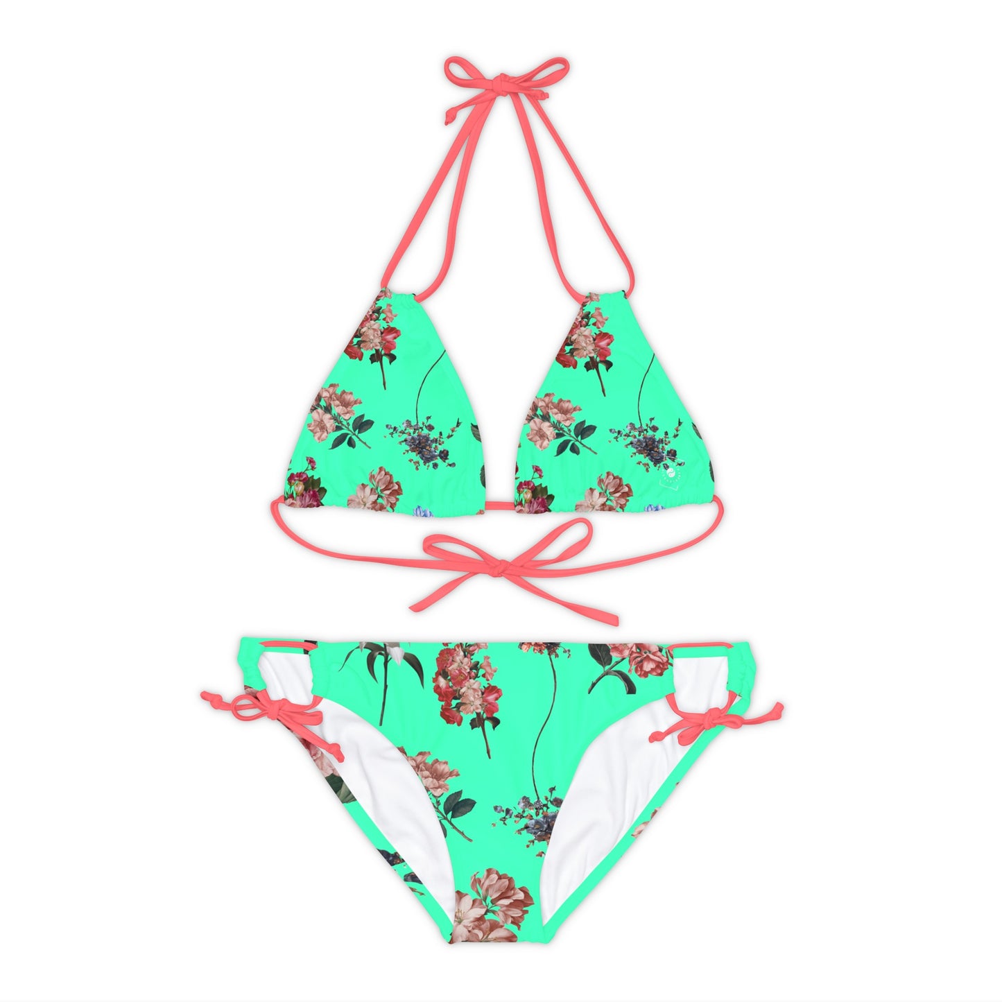 Botanicals on Turquoise - Lace-up Bikini Set