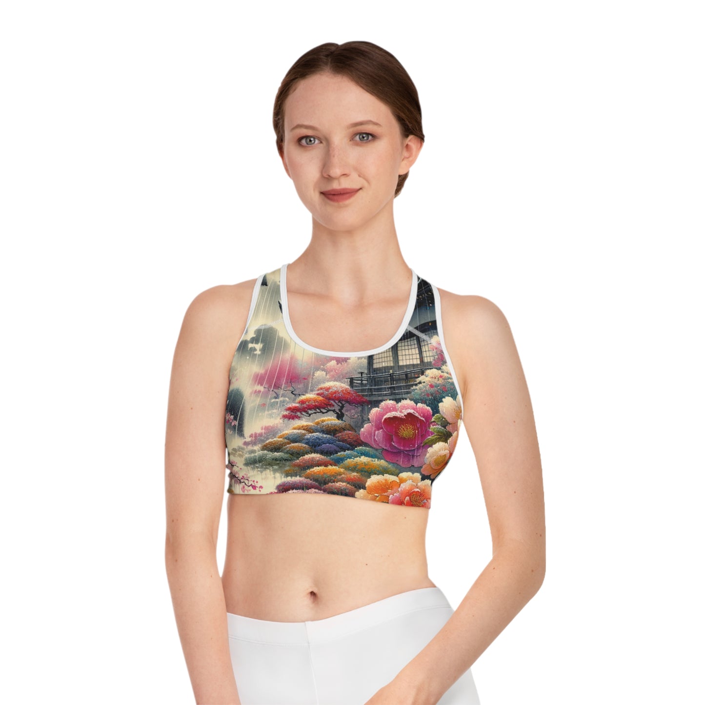 "Rain-drenched Sakura Spectrum" - High Performance Sports Bra