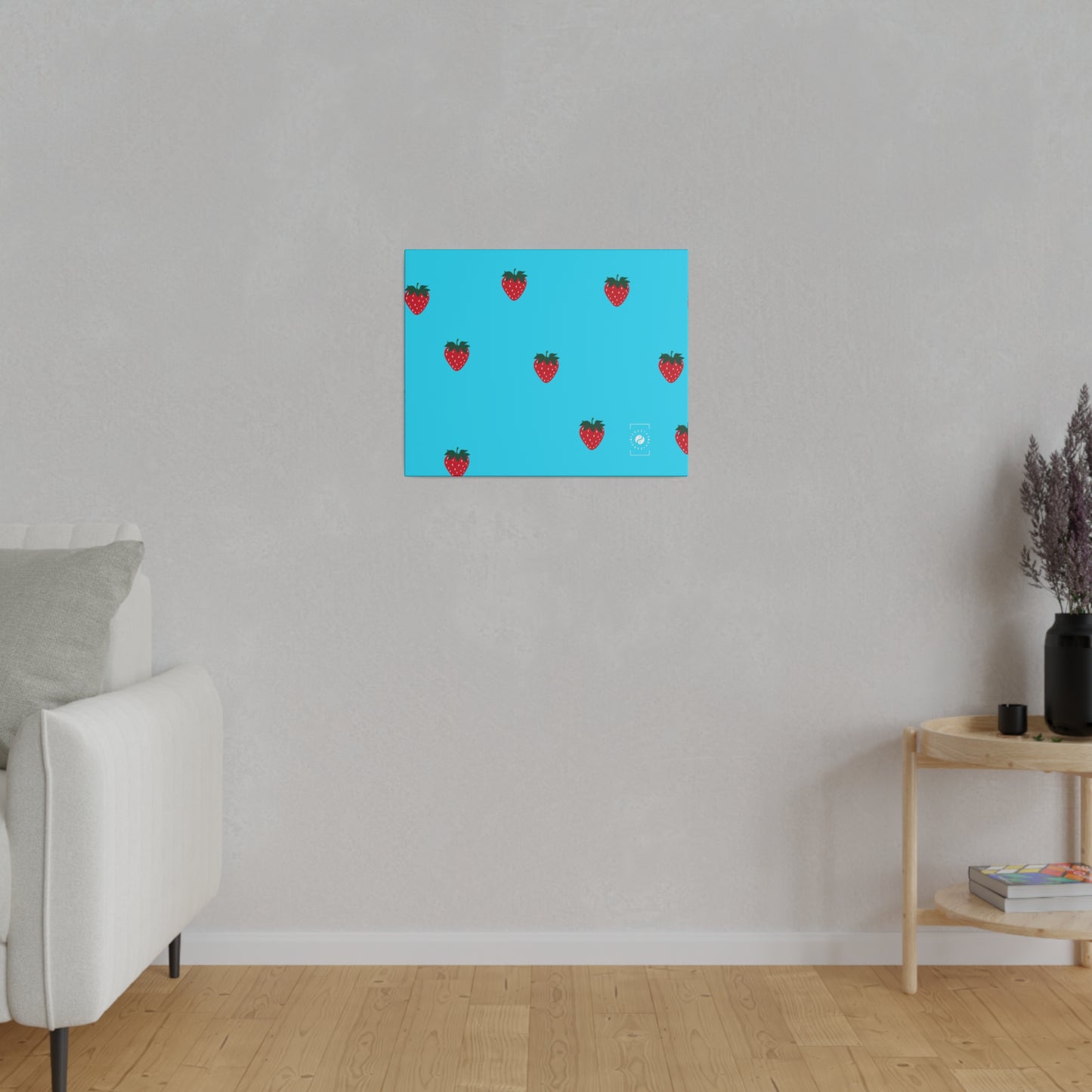 #22DEFF Light Blue + Strawberry - Art Print Canvas