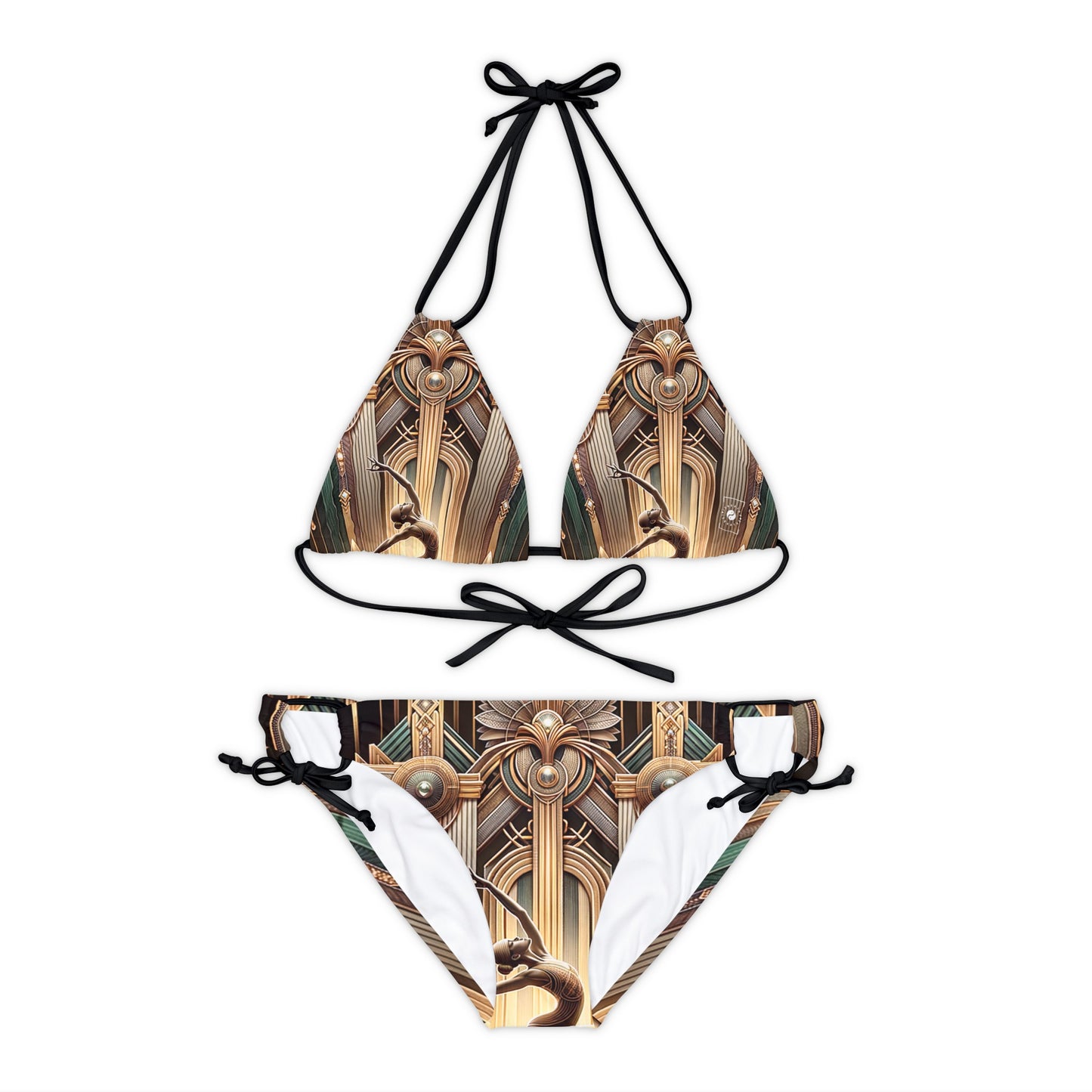 "Deco Serenity: A Fusion of Opulence and Zen" - Lace-up Bikini Set