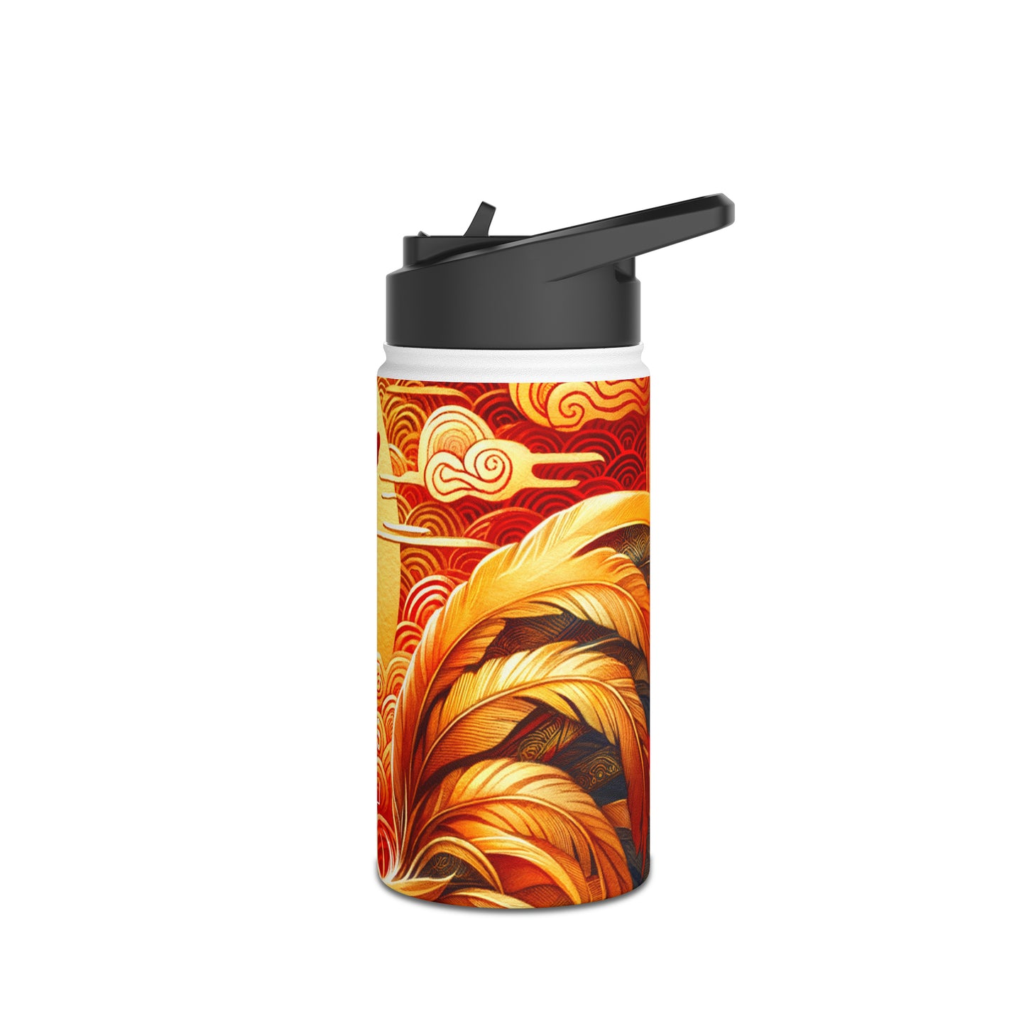 "Crimson Dawn: The Golden Rooster's Rebirth" - Water Bottle