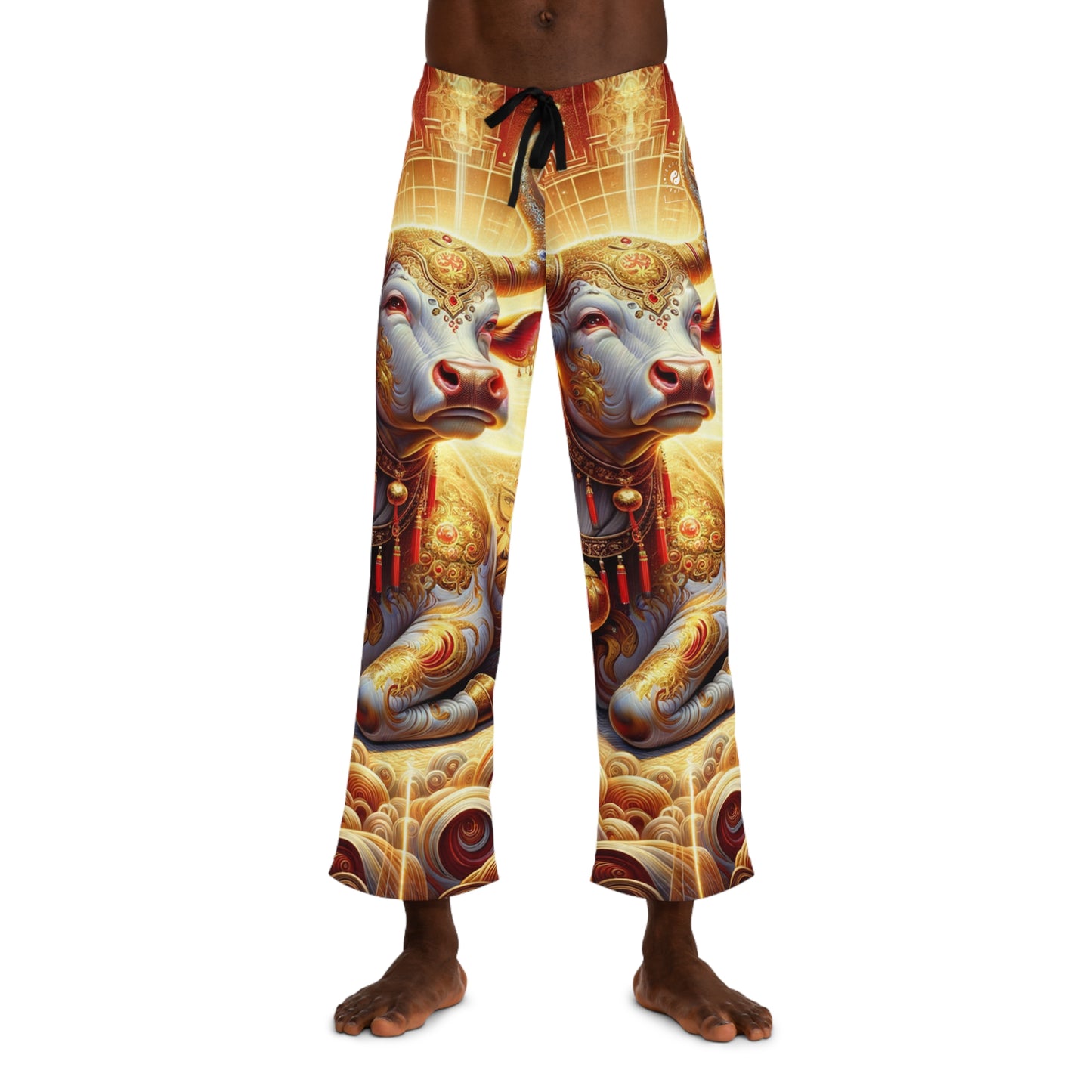 "Golden Euphoria: A Dance of the Divine Bovine" - men's Lounge Pants