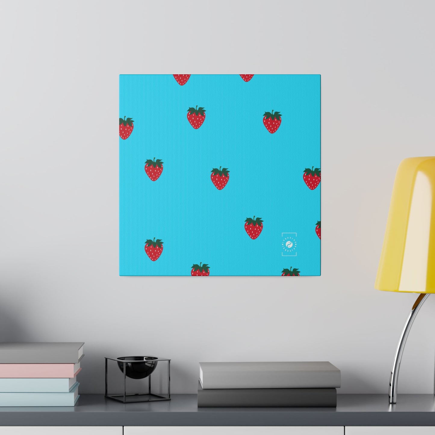 #22DEFF Light Blue + Strawberry - Art Print Canvas