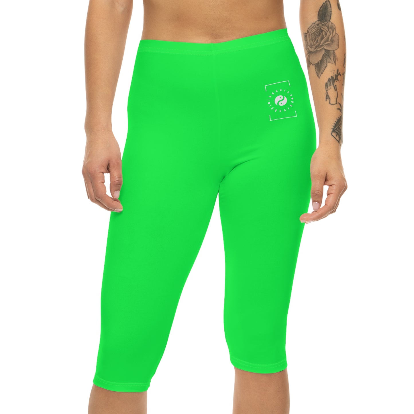 #0FFF50 Neon Green - Capri Shorts