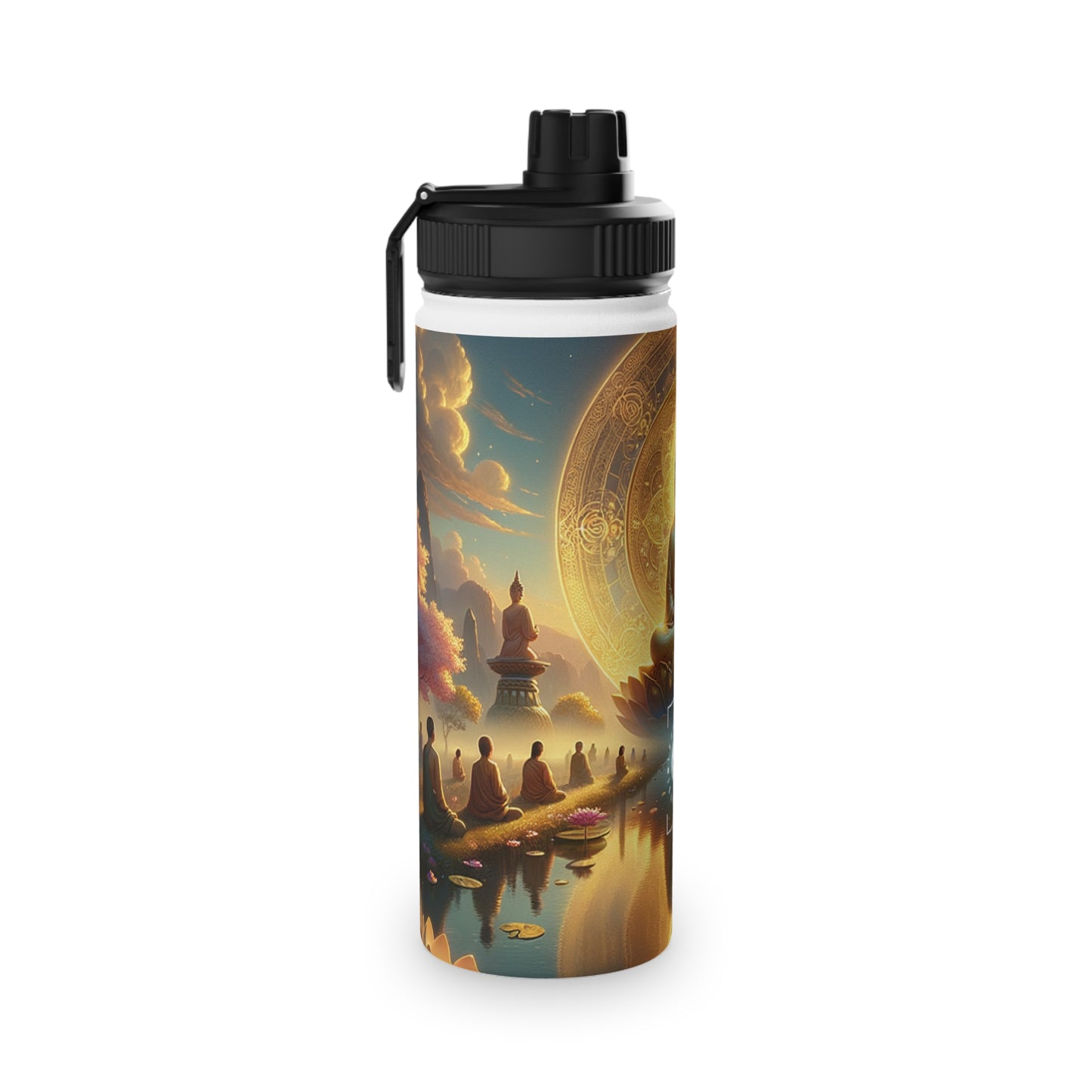 "Serenity in Transience: Illuminations of the Heart Sutra" - Sports Water Bottle