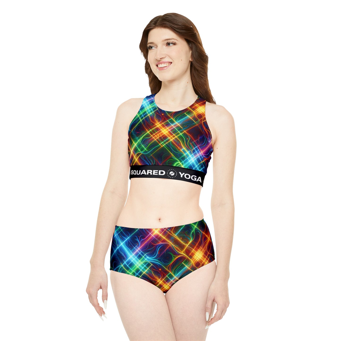 "Neon Plaid Luminosity Matrix" - Hot Yoga Bikini Set