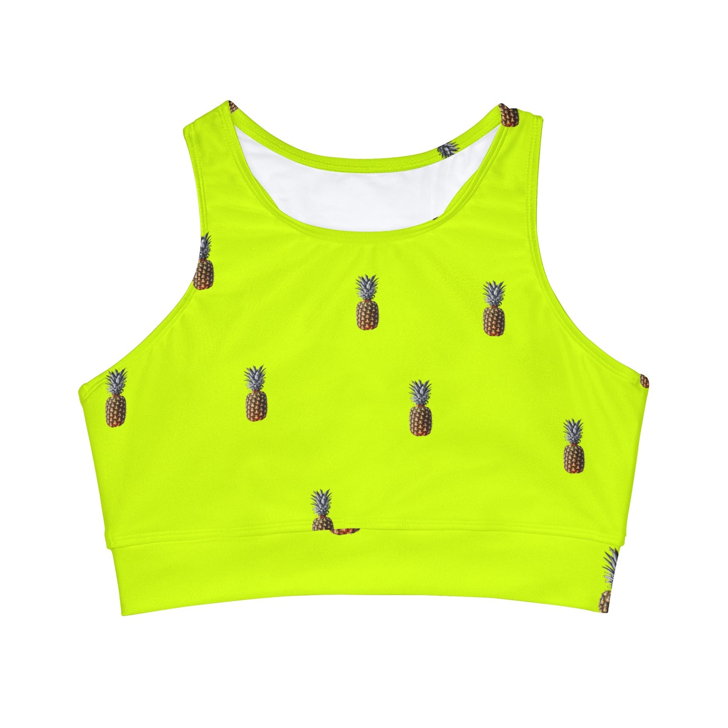 #D7FF11 Sharp Yellow + Pineapple - High Neck Crop Top