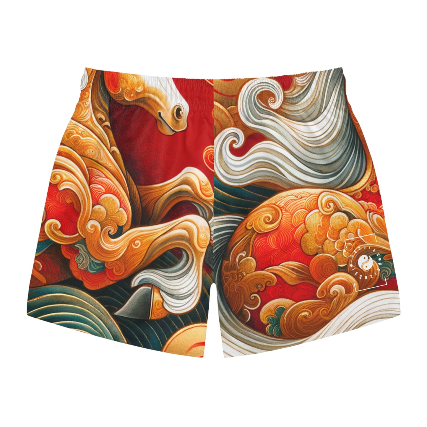 "Gold Gallop on Vermilion Vista: A Lunar New Year’s Ode" - Swim Trunks for Men