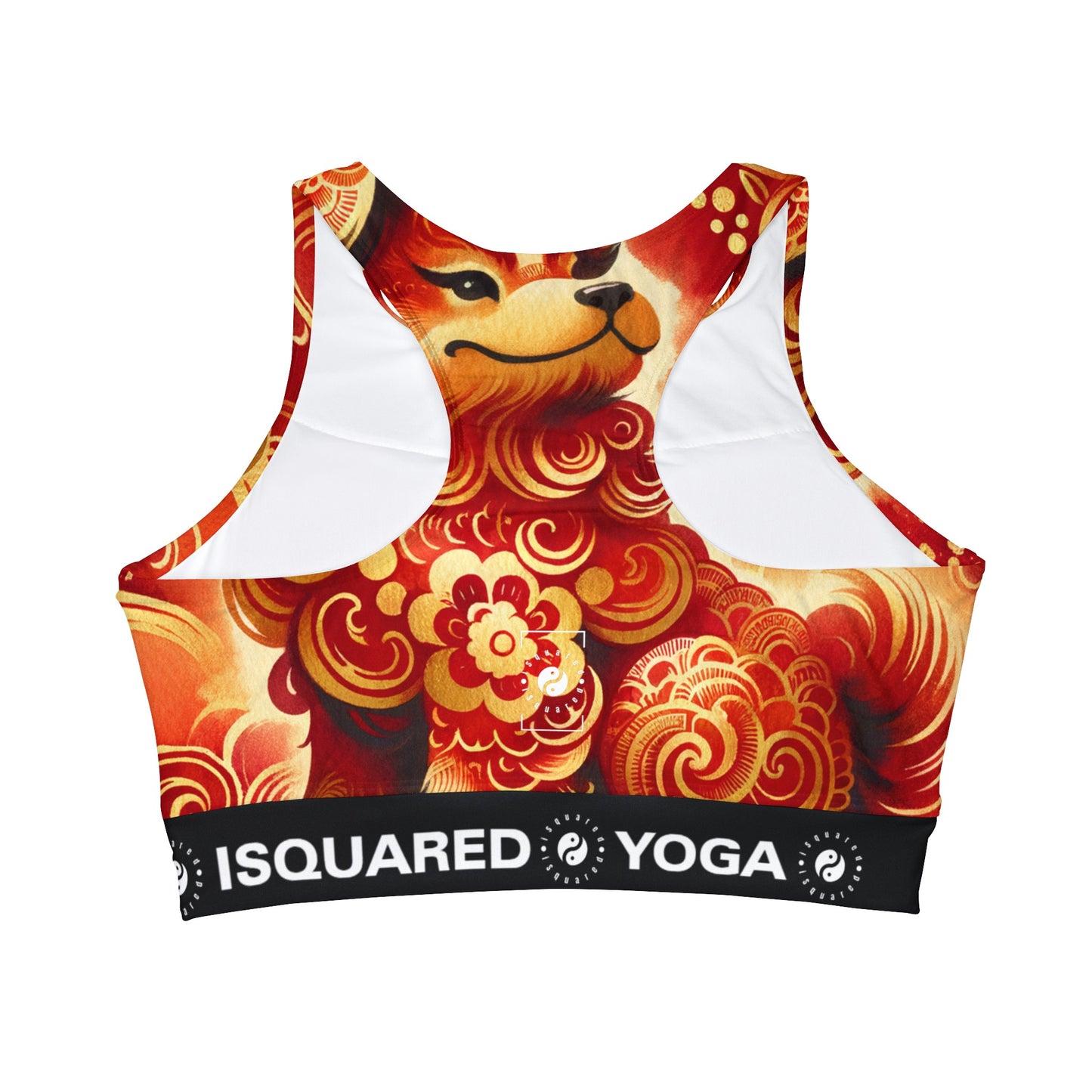 "Golden Canine Emissary on Crimson Tide: A Chinese New Year Odyssey" - High Neck Crop Top