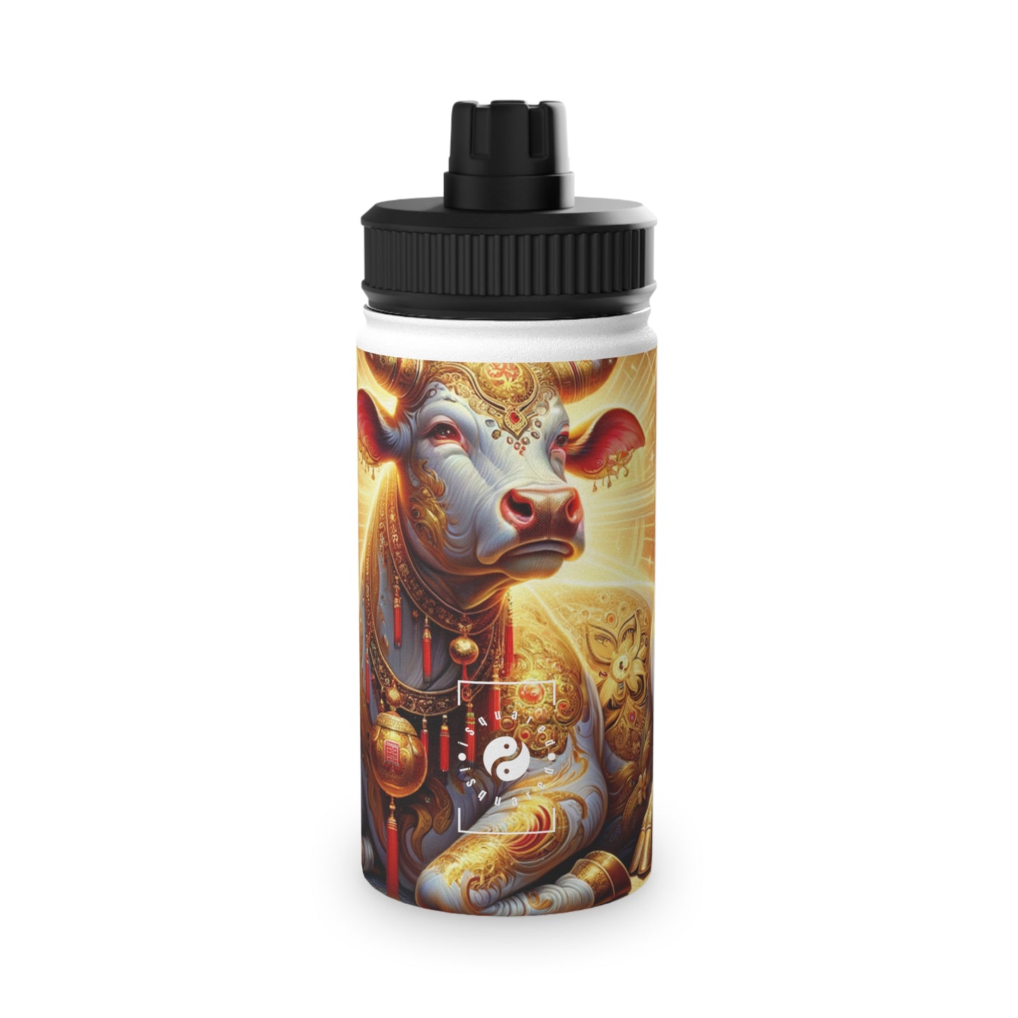 "Golden Euphoria: A Dance of the Divine Bovine" - Sports Water Bottle