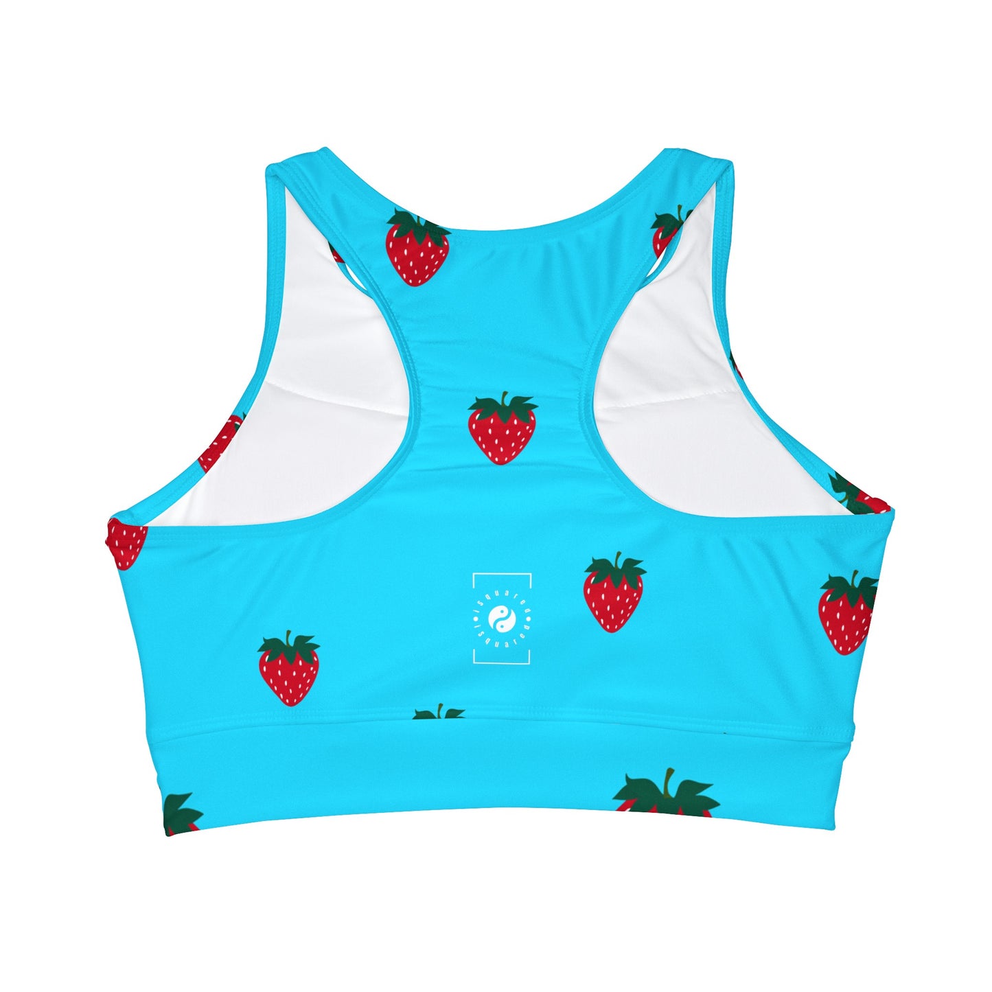 #22DEFF Light Blue + Strawberry - High Neck Crop Top
