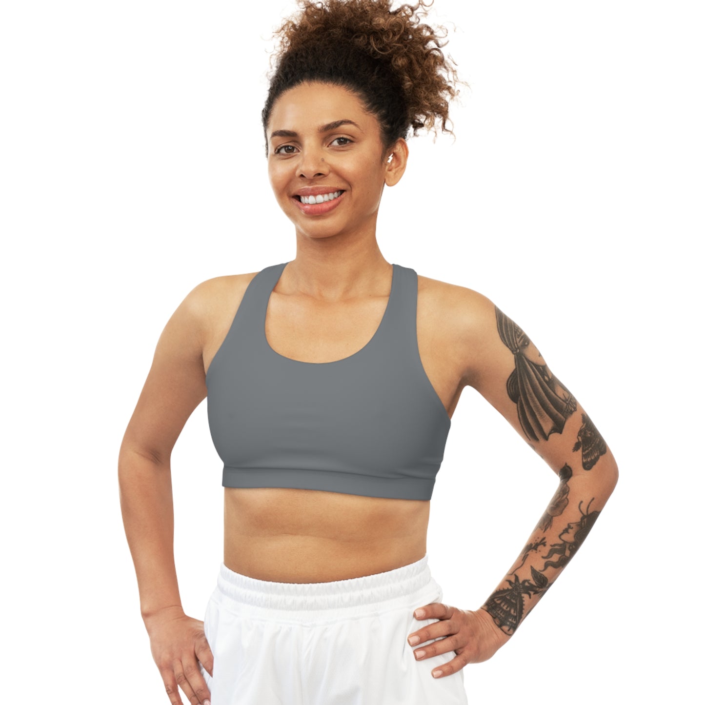 #777B7E Steel Grey - Seamless Sports Bra