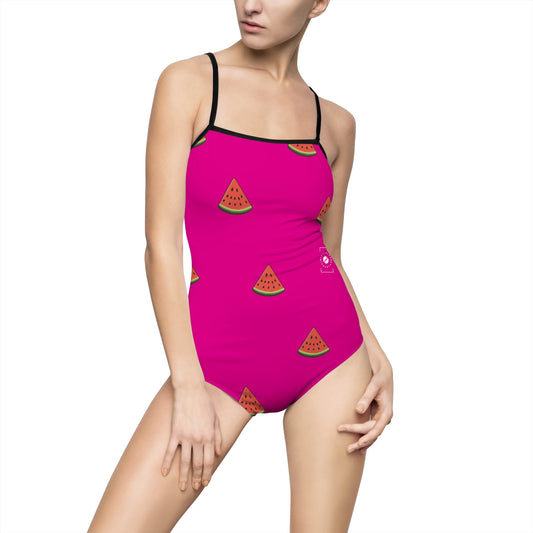 #DF0086 Pink + Watermelon - Openback Swimsuit