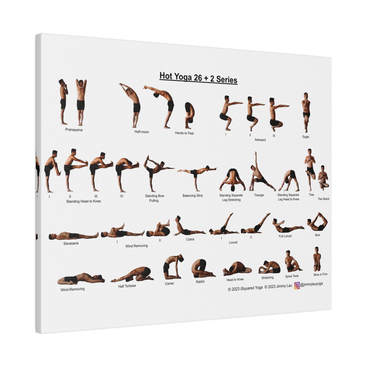 熱瑜珈 26+2 練習卡優質印刷帆布