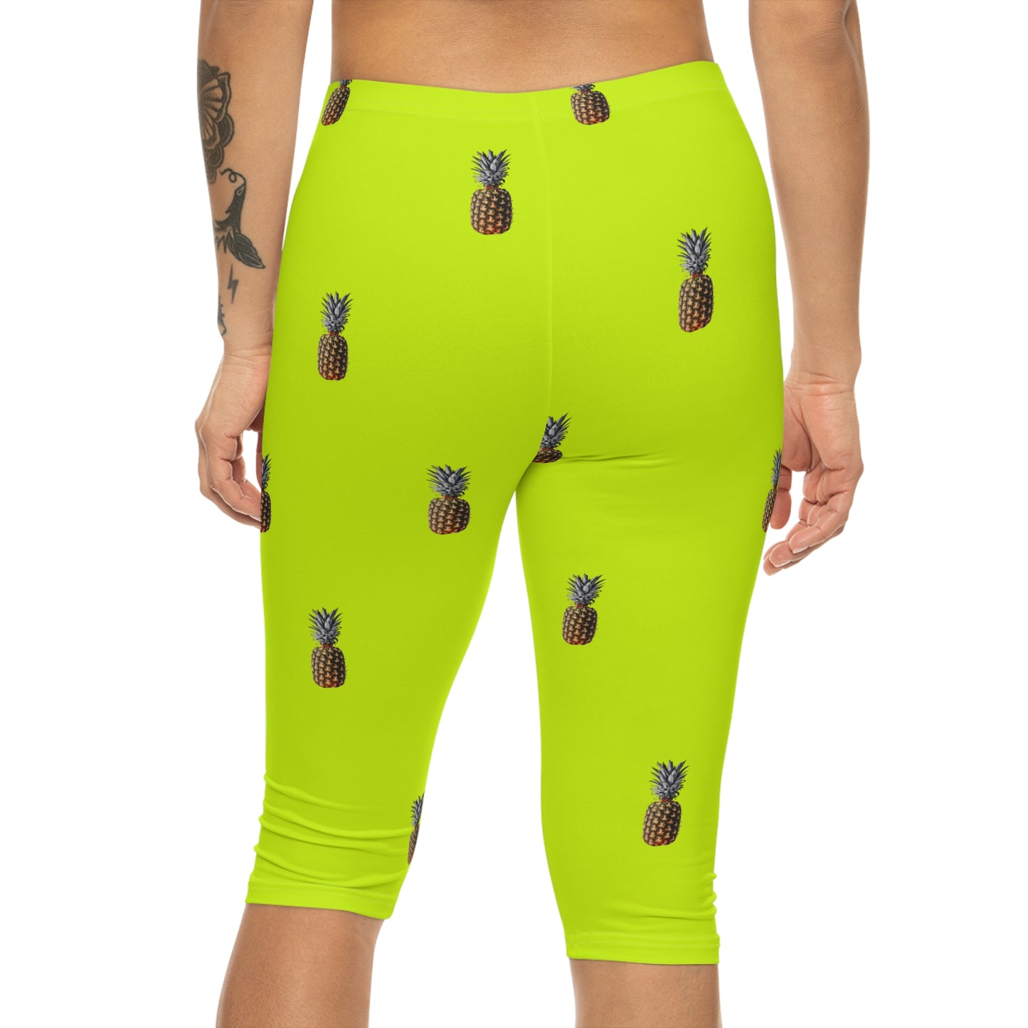 #D7FF11 Jaune vif + Ananas - Short Capri