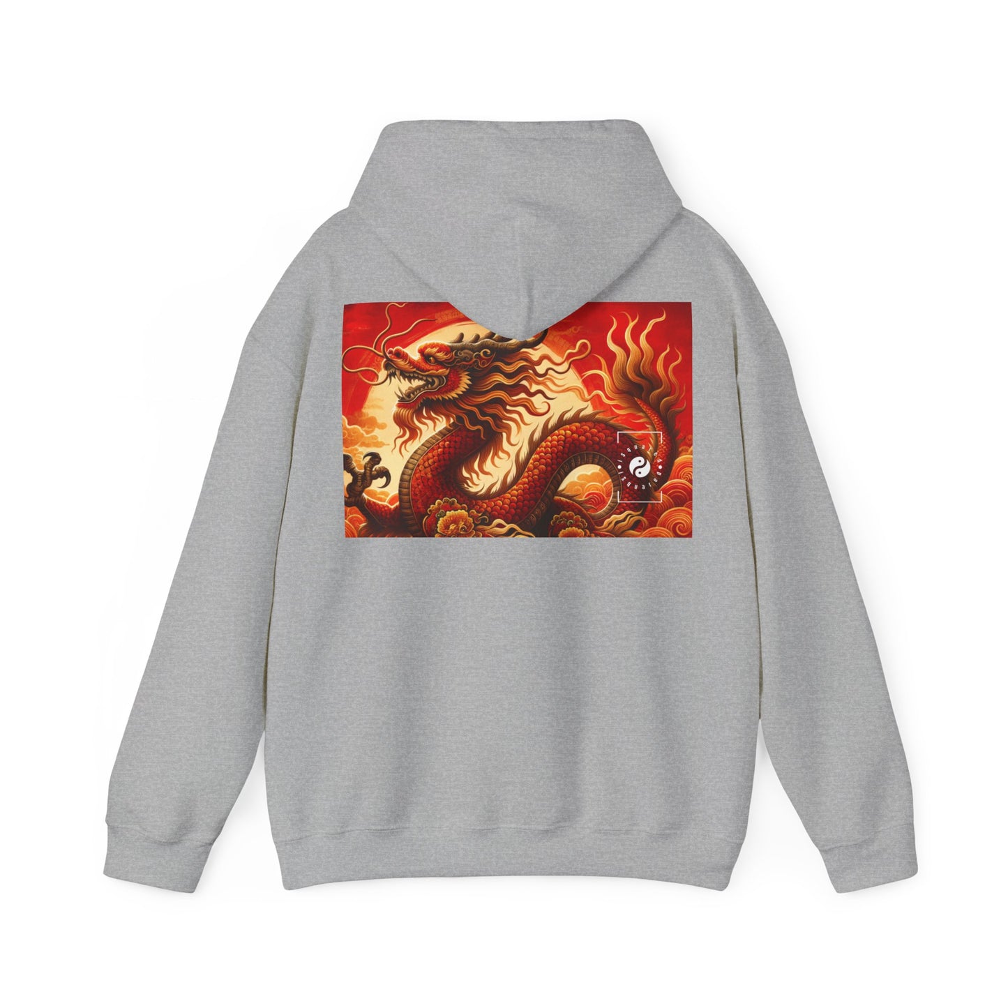 "Golden Dragon Dance in the Crimson Twilight" - Hoodie