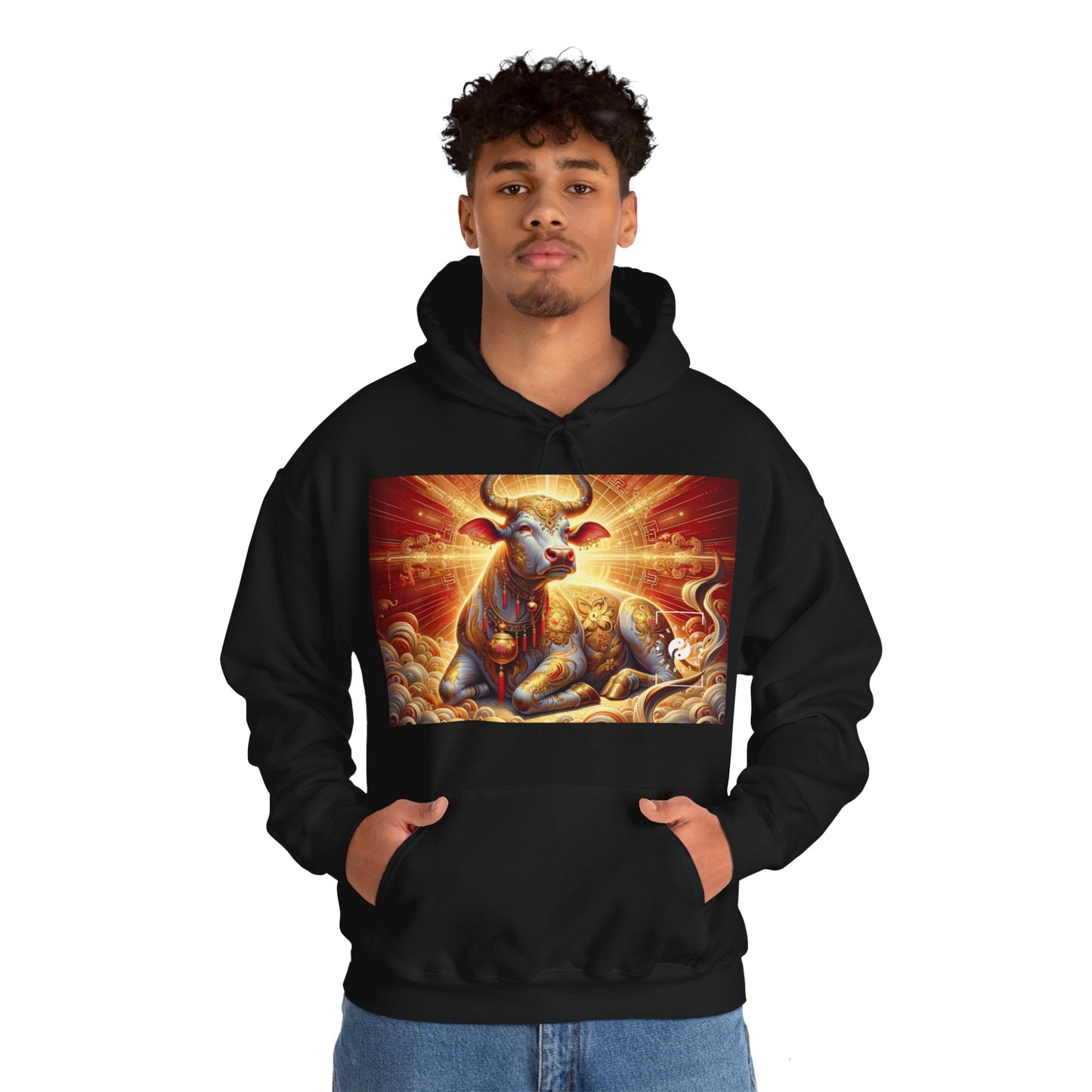 "Golden Euphoria: A Dance of the Divine Bovine" - Hoodie