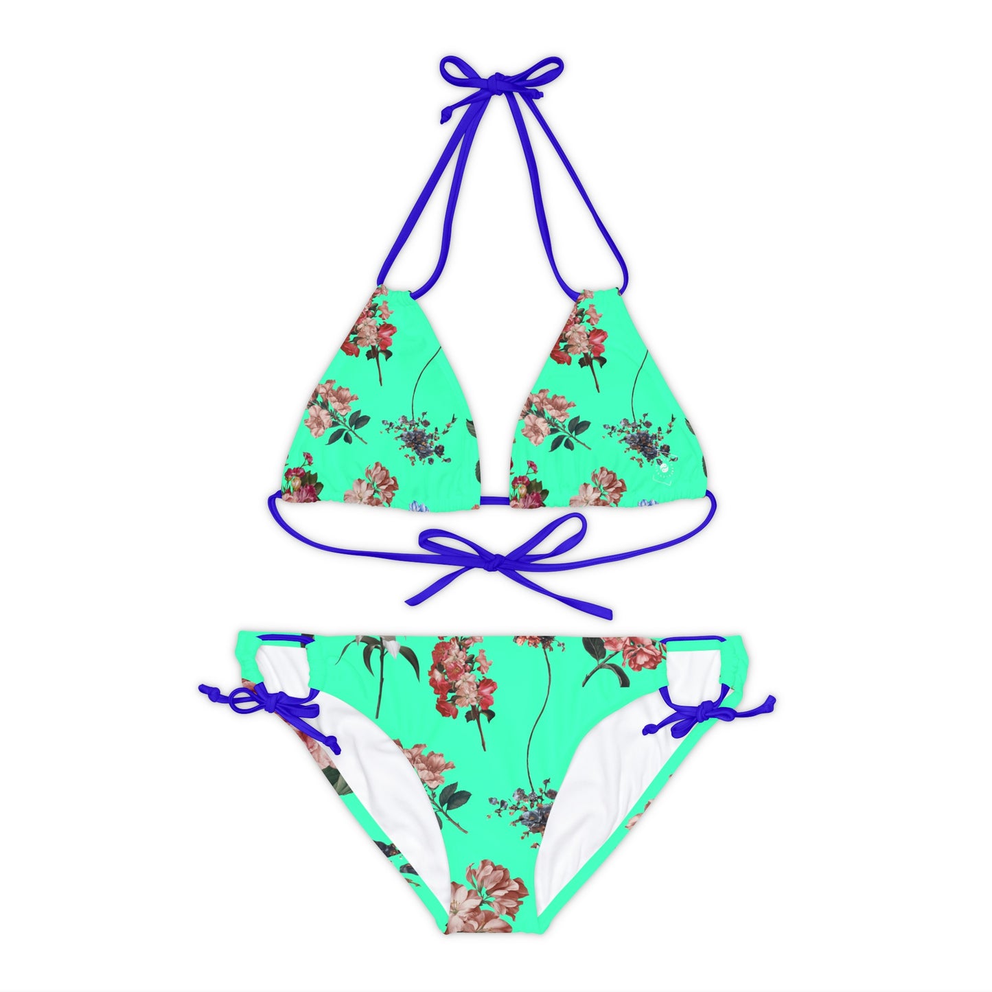 Botaniques sur Turquoise - Ensemble bikini à lacets