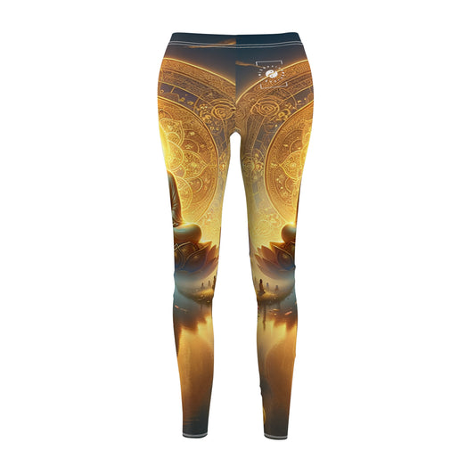 "Serenity in Transience: Illuminations of the Heart Sutra" - Casual Leggings